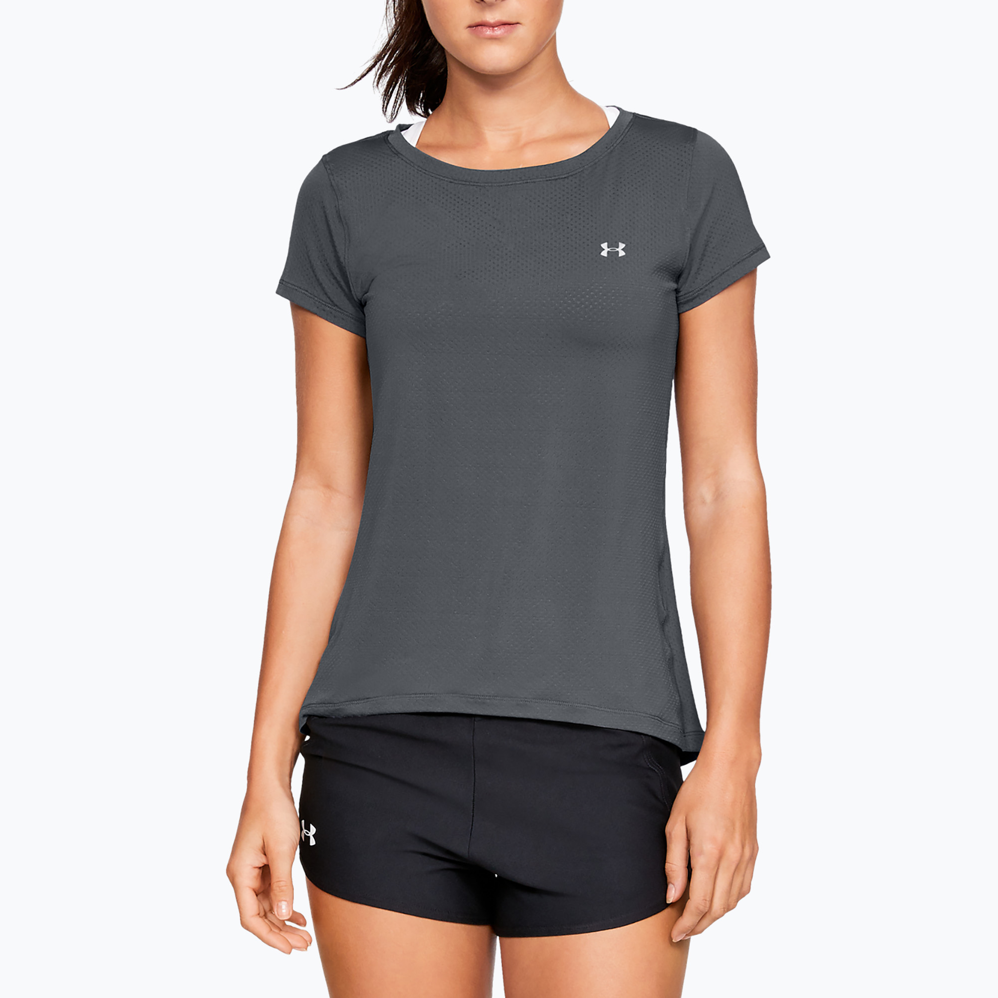Koszulka treningowa damska Under Armour HG Armour pitch gray light heather/metallic silver | WYSYŁKA W 24H | 30 DNI NA ZWROT