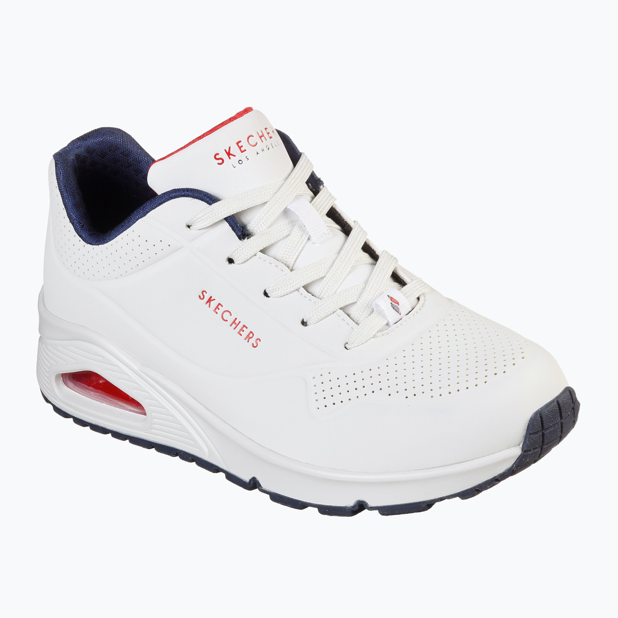 Buty SKECHERS Uno Stand On Air white durabuck/navy/red trim/mesh | WYSYŁKA W 24H | 30 DNI NA ZWROT