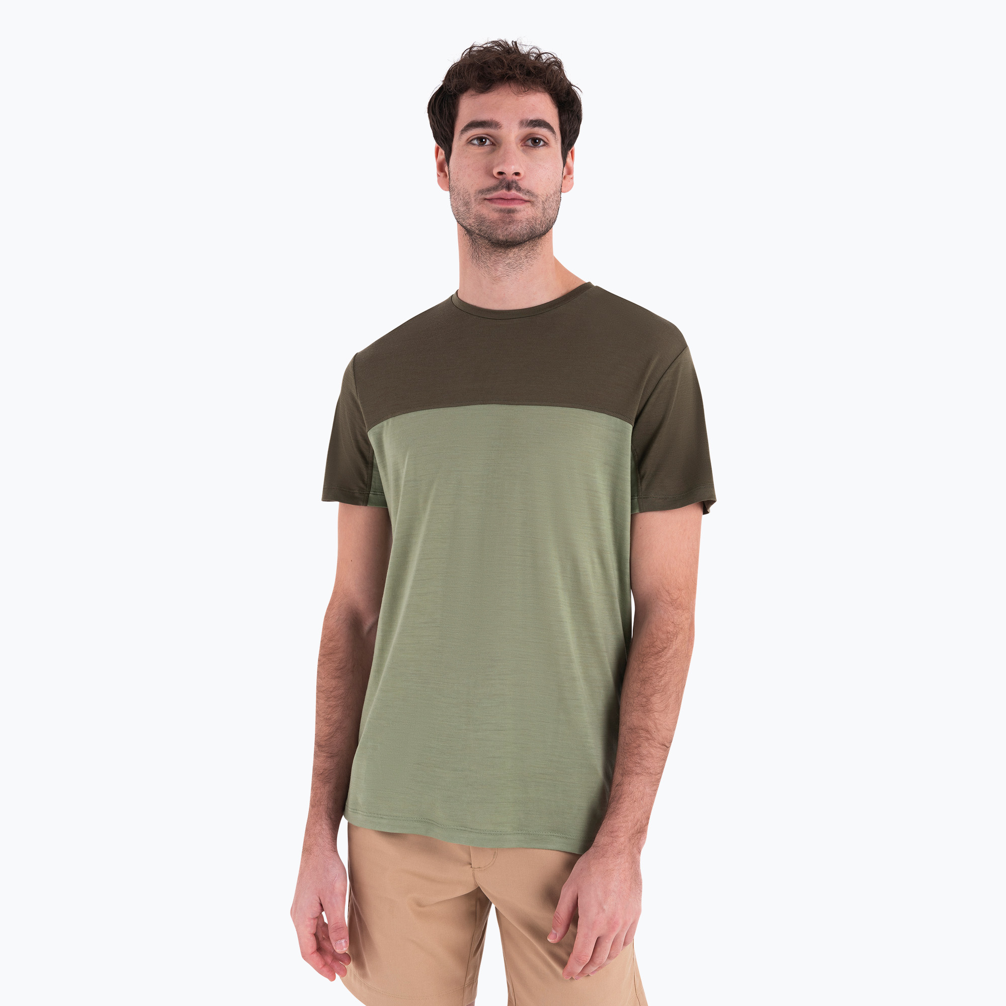 Koszulka trekkingowa męska icebreaker Merino Cool-Lite Sphere III SS Tee Colour Block lichen/loden | WYSYŁKA W 24H | 30 DNI NA ZWROT