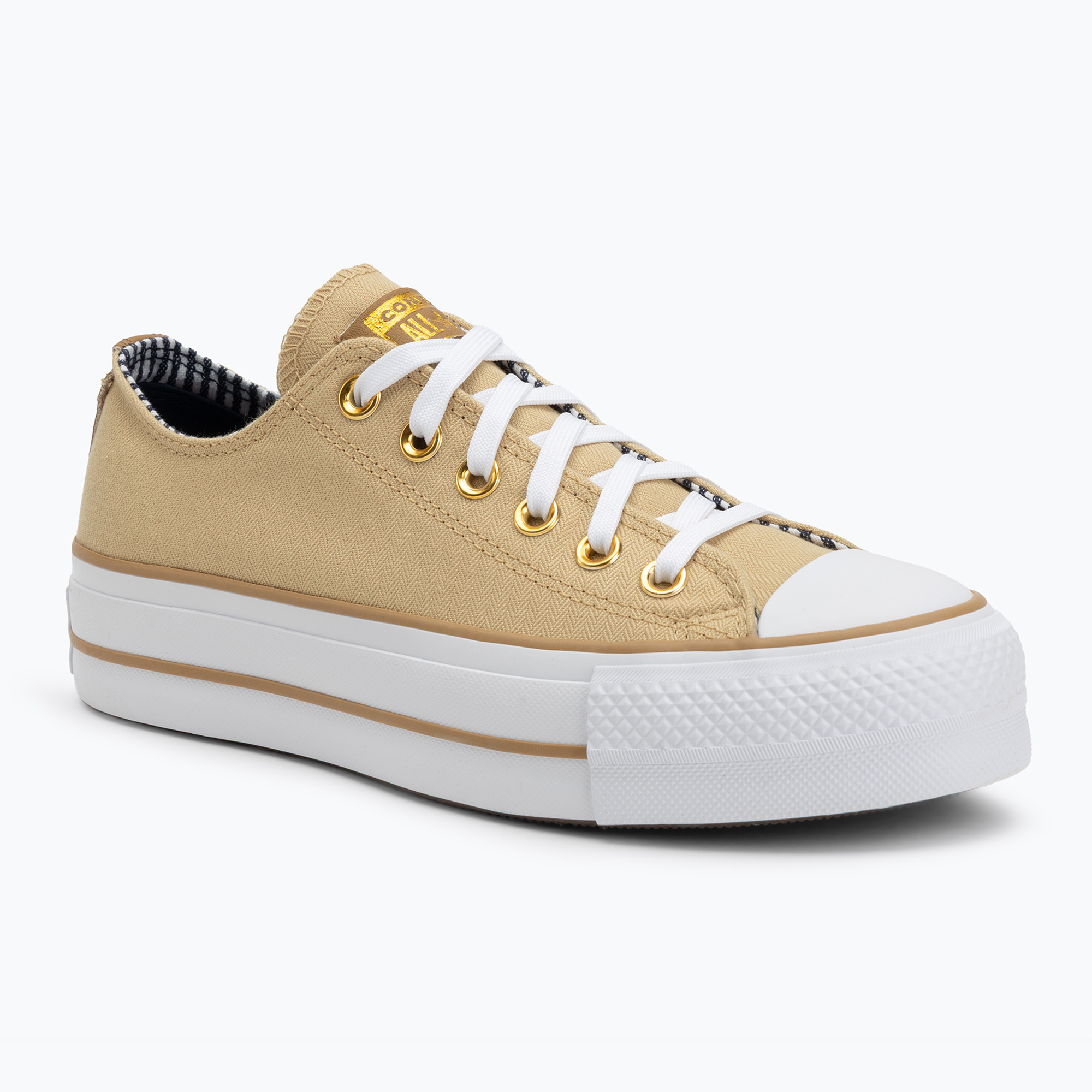 Trampki damskie Converse Chuck Taylor All Star Lift Platform Herringbone Stripe utility sunflower/trek tan 