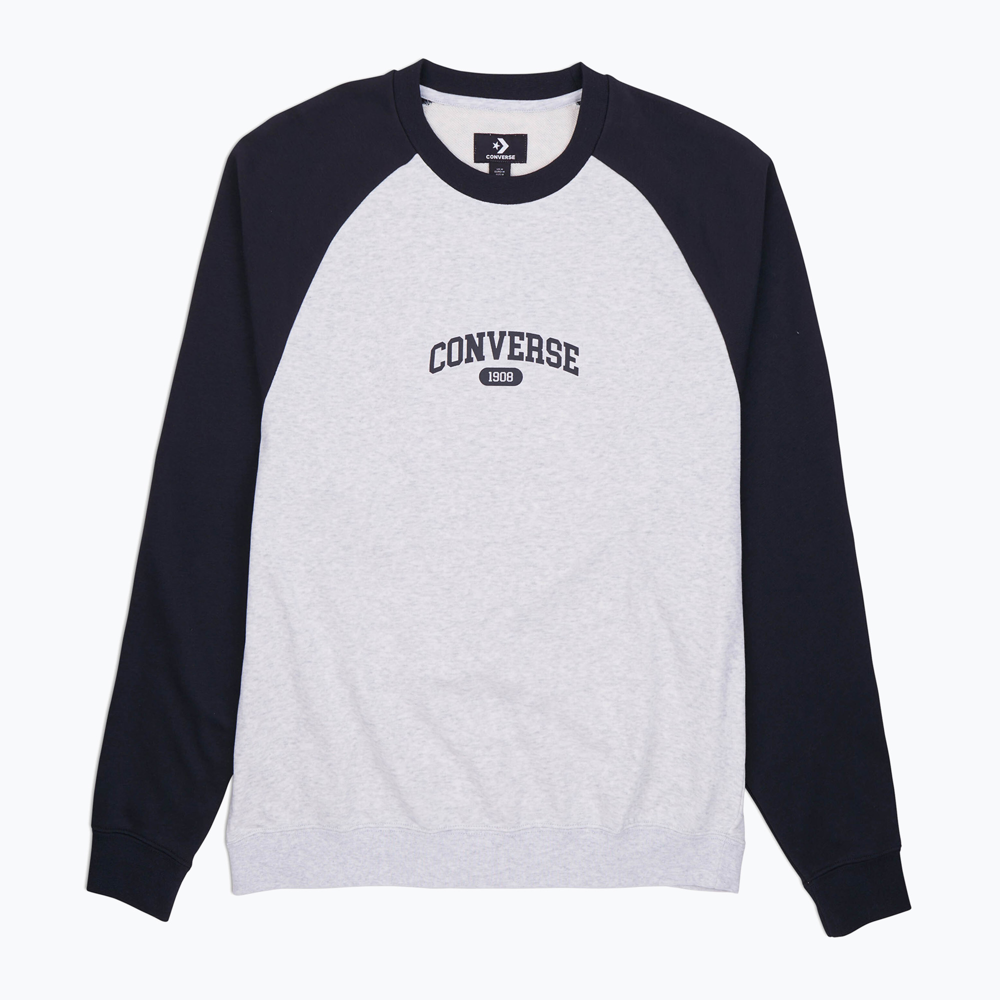 Bluza męska Converse Retro Chuck Raglan Crew 10027641-A03 light retro grey heather/bla | WYSYŁKA W 24H | 30 DNI NA ZWROT