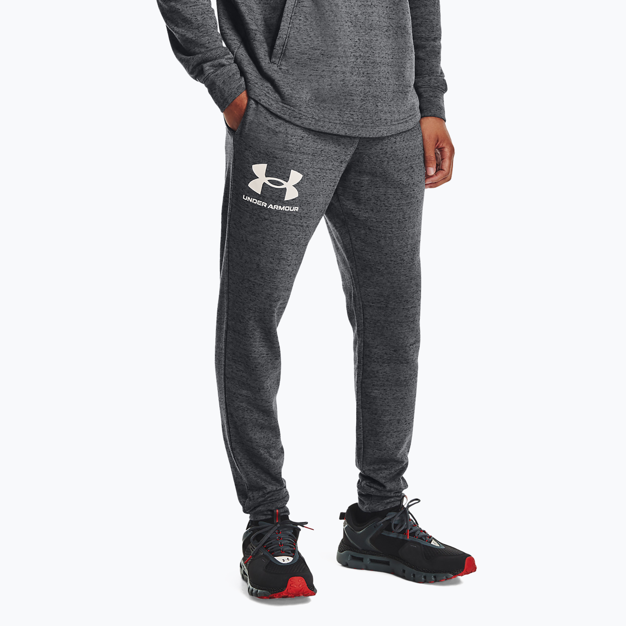 Spodnie męskie Under Armour Ua Rival Terry Jogger pitch gray light heather/onyx white | WYSYŁKA W 24H | 30 DNI NA ZWROT