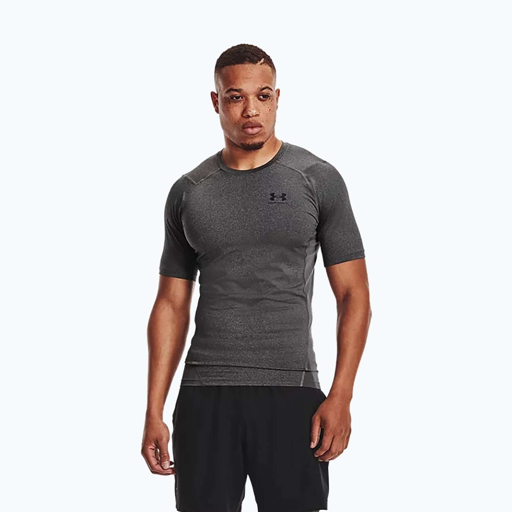 Koszulka treningowa męska Under Armour HG Armour Comp carbon heather/black | WYSYŁKA W 24H | 30 DNI NA ZWROT