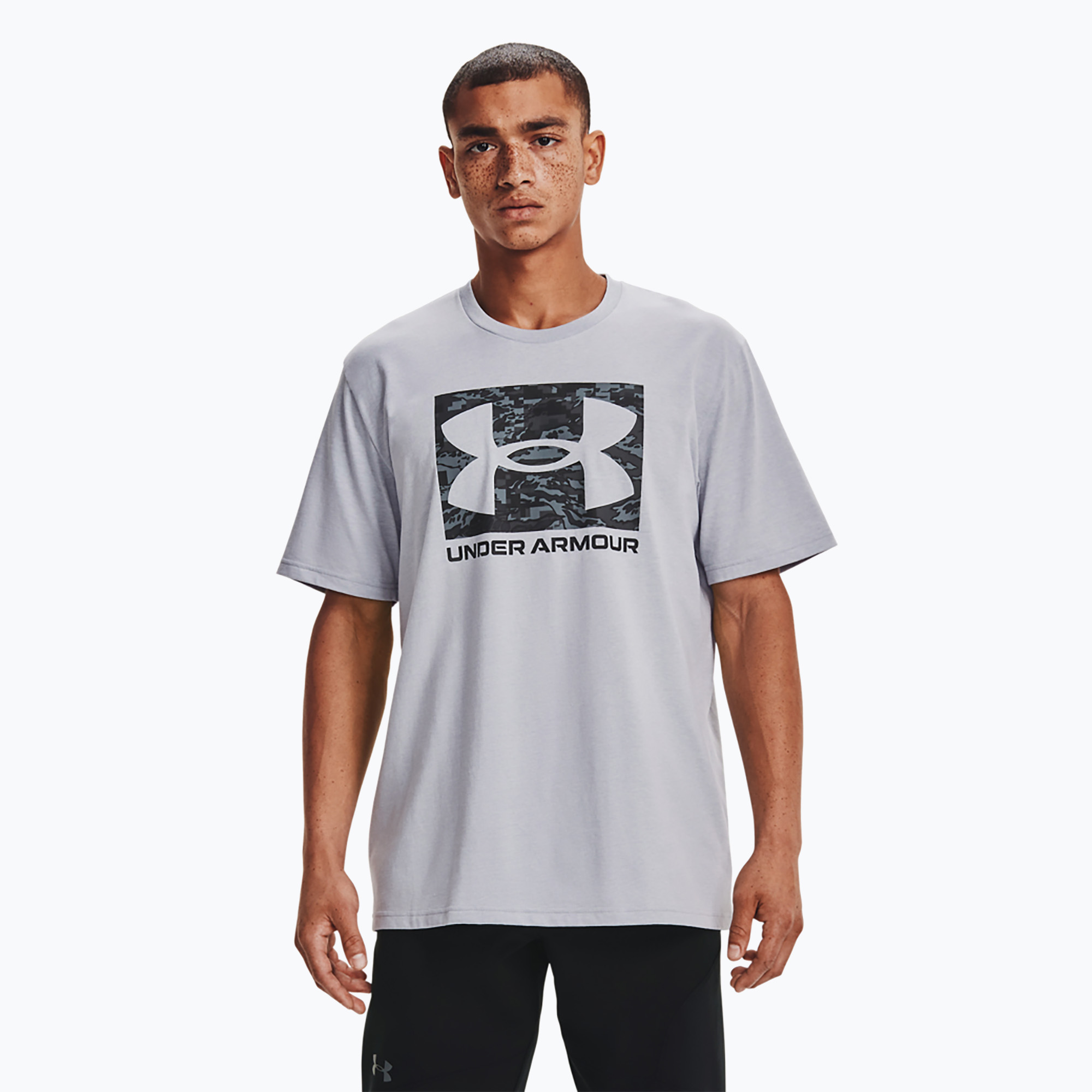 Koszulka treningowa męska Under Armour ABC Camo Boxed Logo mod gray light heather/black | WYSYŁKA W 24H | 30 DNI NA ZWROT