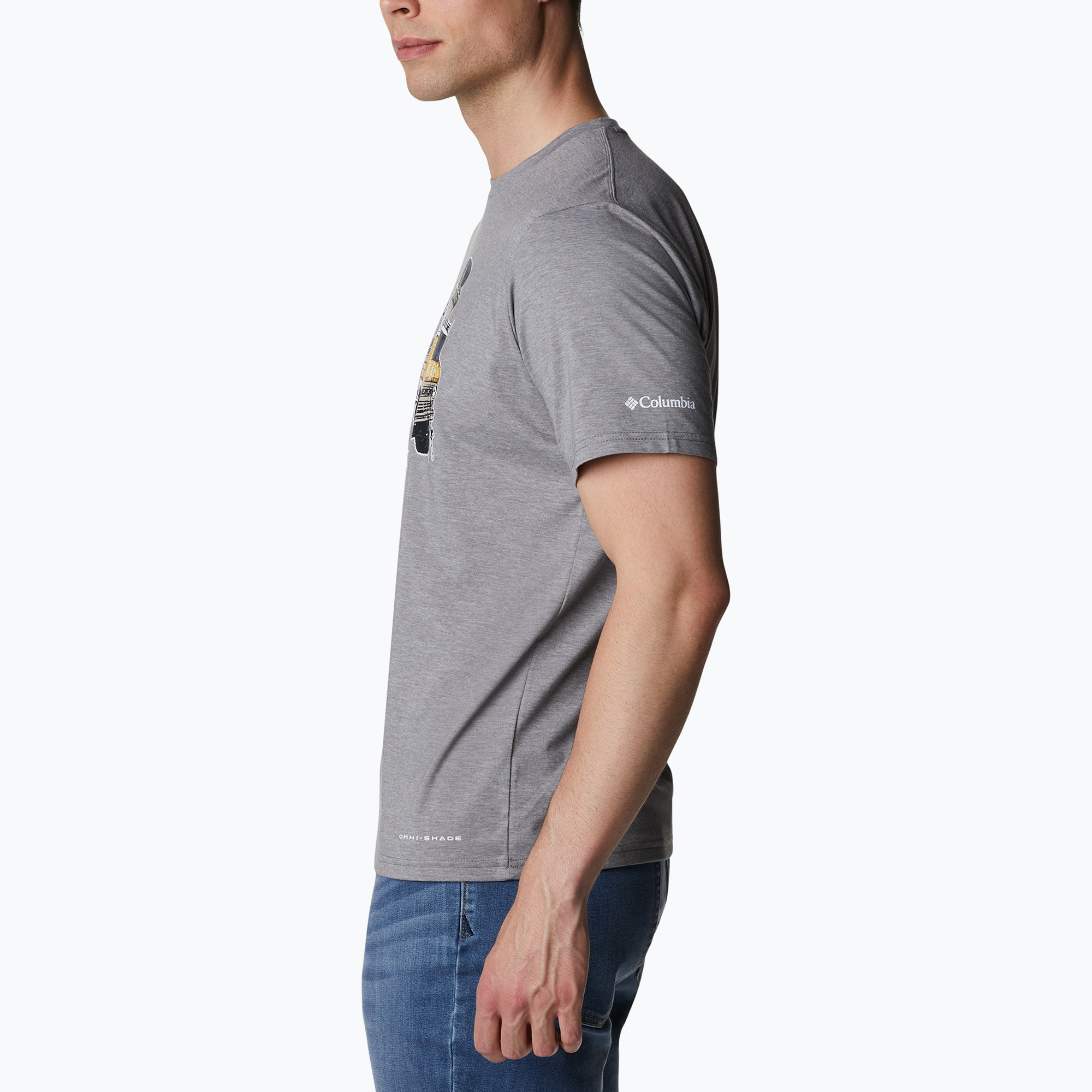 Koszulka trekkingowa męska Columbia Sun Trek city grey heather/h2o fanatic graphic | WYSYŁKA W 24H | 30 DNI NA ZWROT