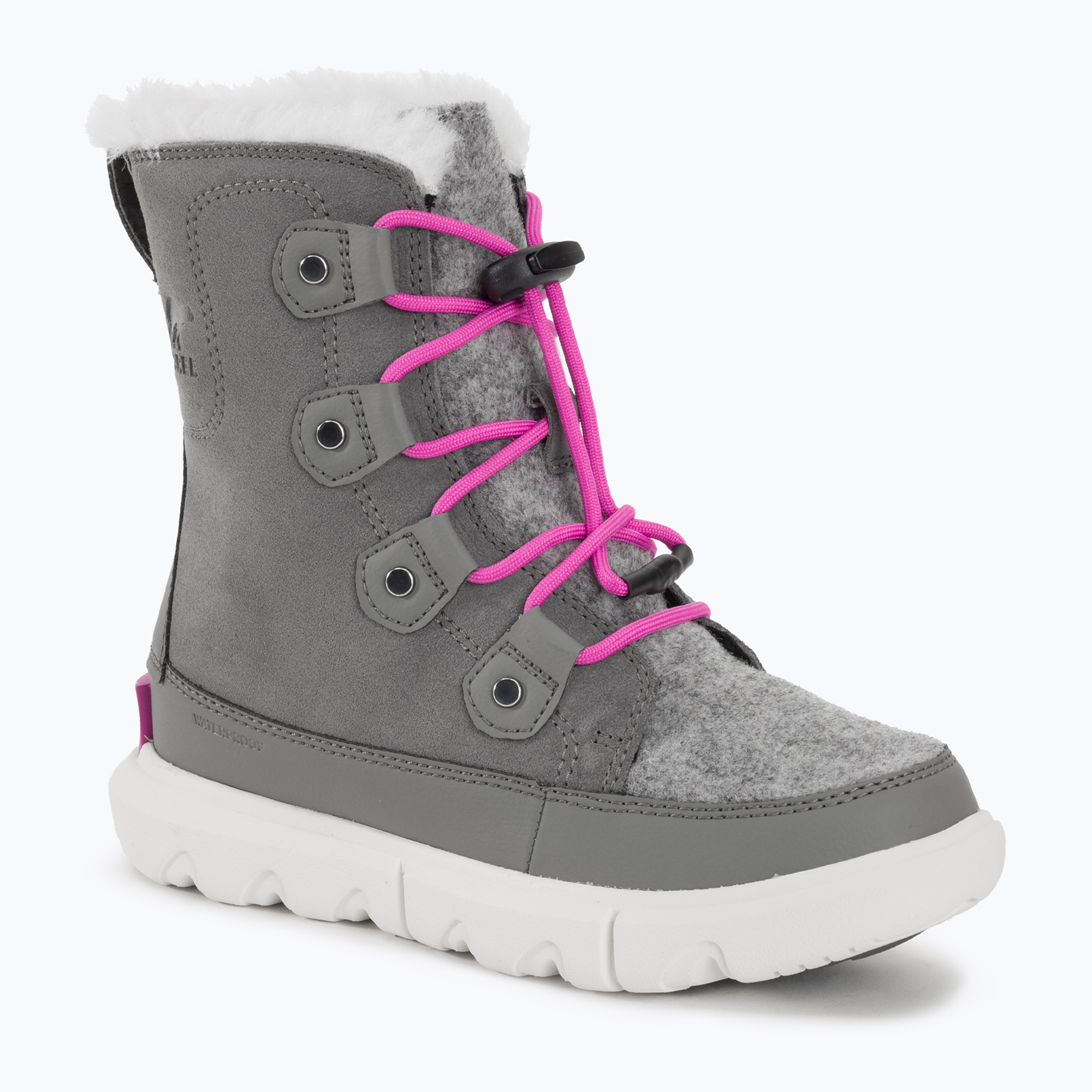 Śniegowce juniorskie Sorel Sorel Explorer Lace quarry/bright lavender | WYSYŁKA W 24H | 30 DNI NA ZWROT