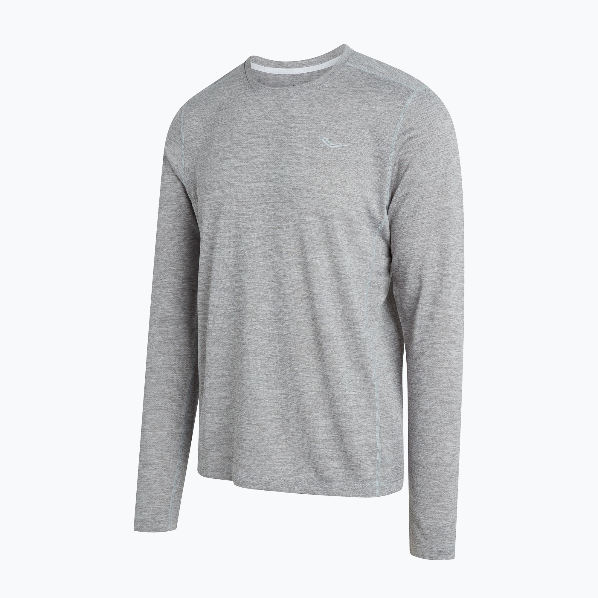 Longsleeve do biegania męski Saucony Stopwatch light grey heather | WYSYŁKA W 24H | 30 DNI NA ZWROT