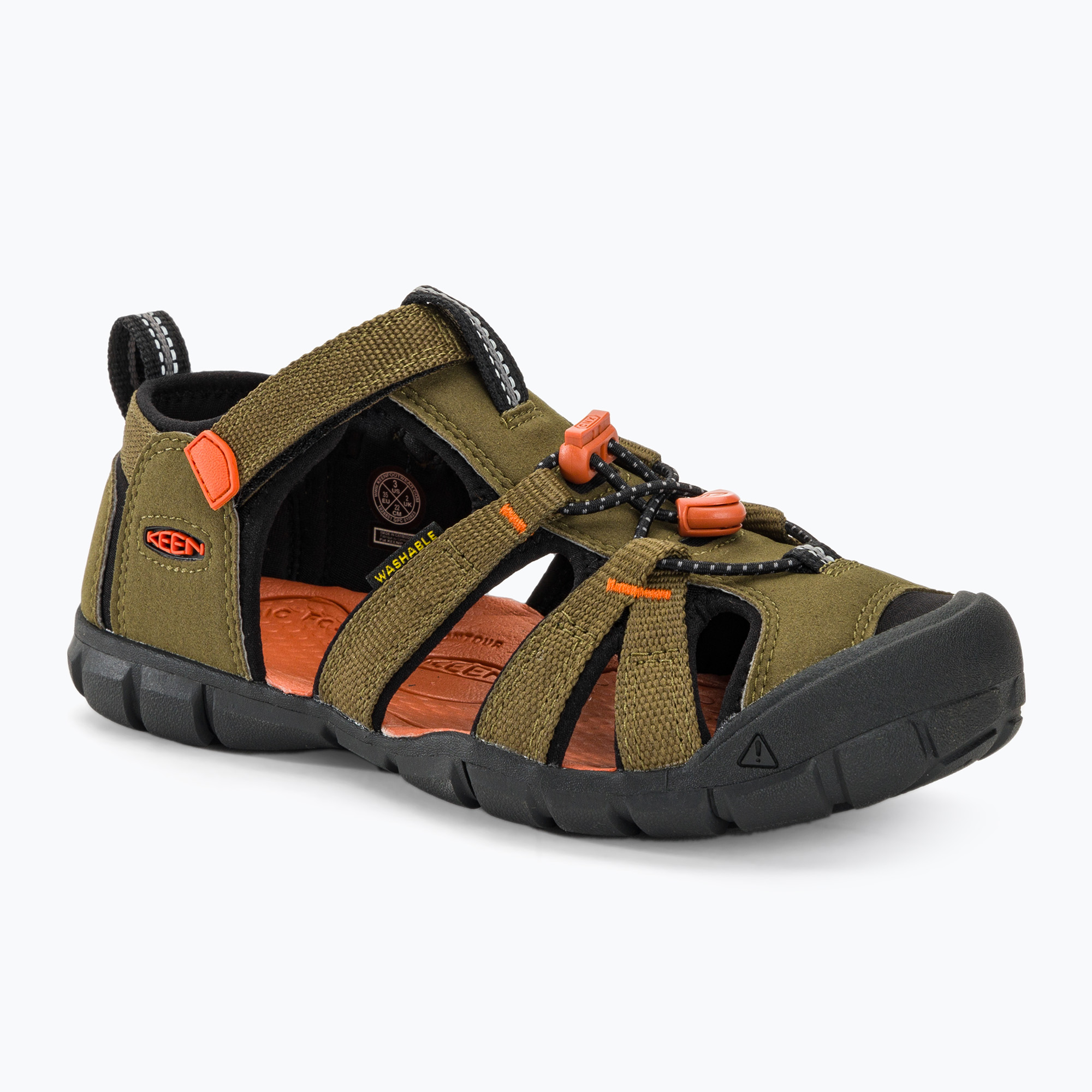 Sandały juniorskie KEEN Seacamp II CNX dark olive/gold flame | WYSYŁKA W 24H | 30 DNI NA ZWROT