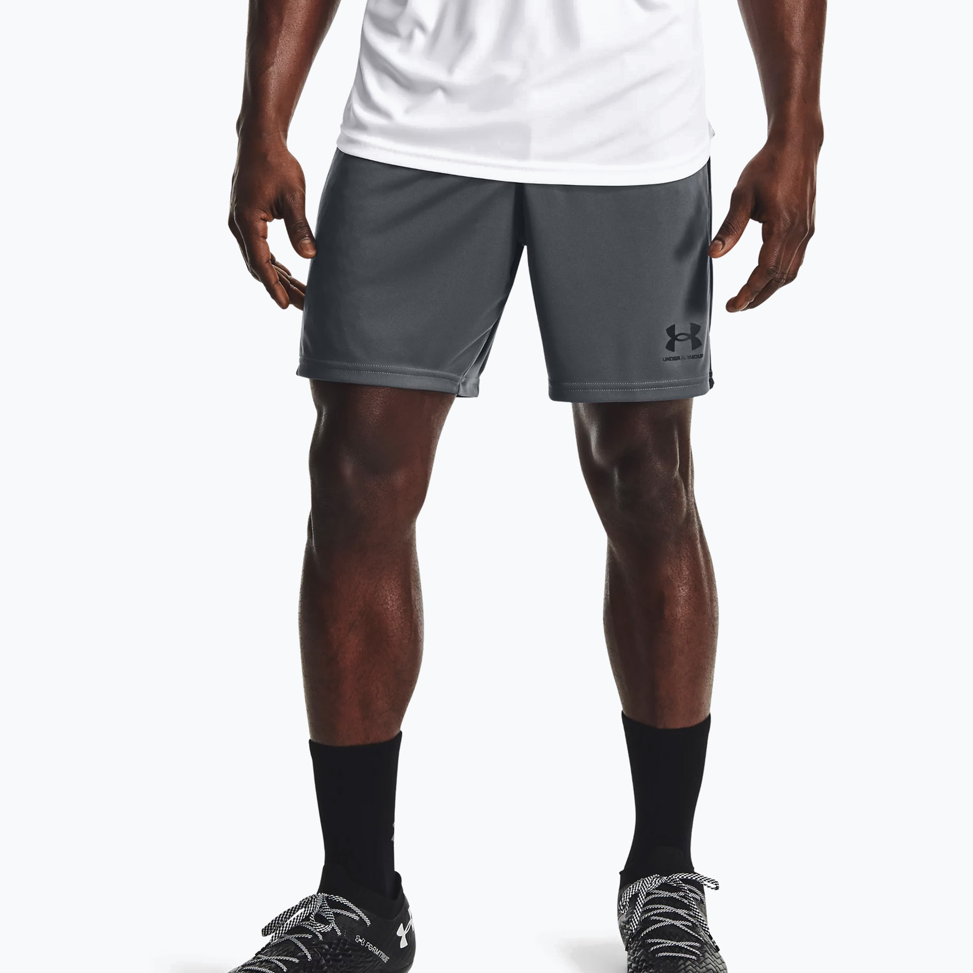 Spodenki piłkarskie męskie Under Armour Challenger Knit pitch gray/black | WYSYŁKA W 24H | 30 DNI NA ZWROT