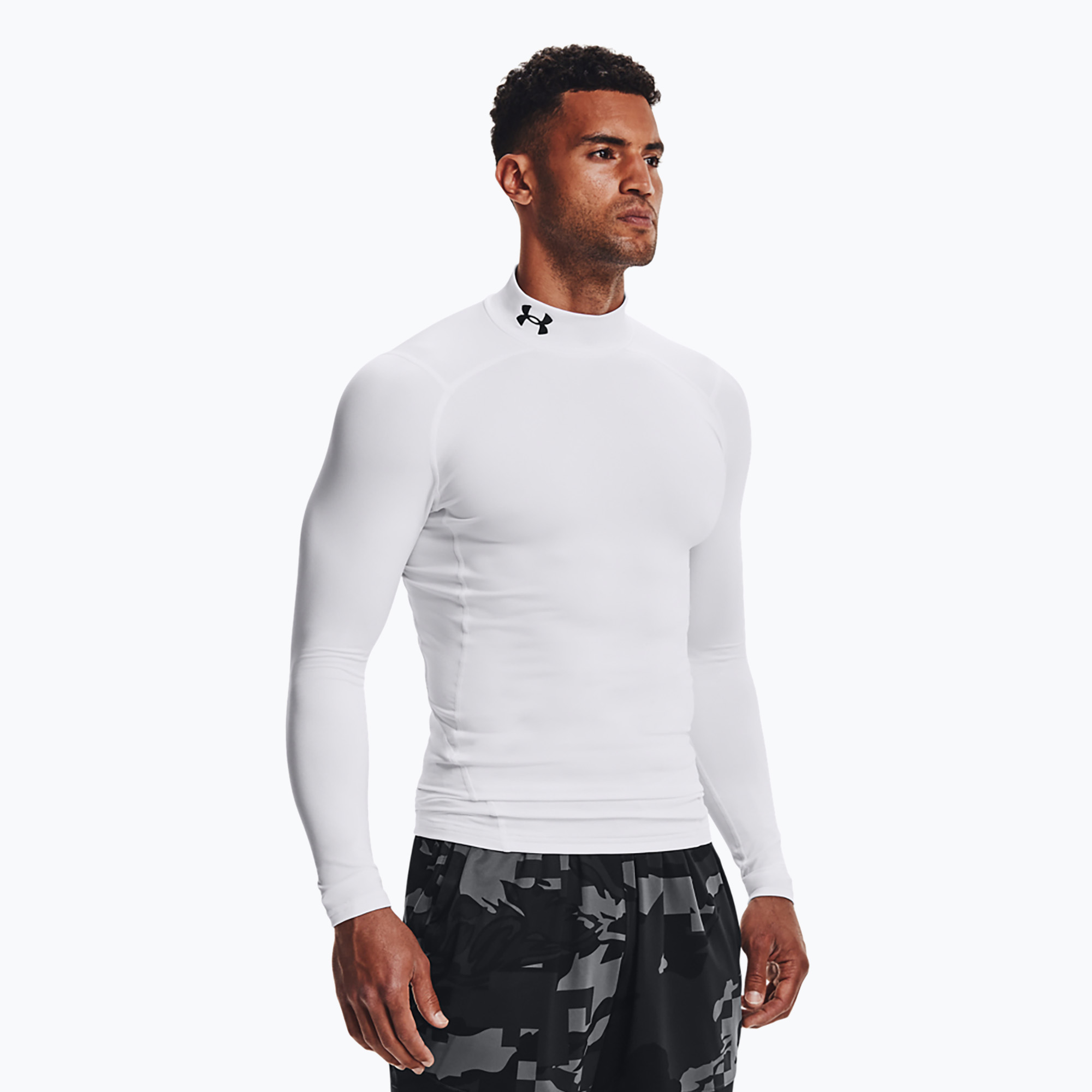 Longsleeve treningowy męski Under Armour Comp Mock UA Armour white/black | WYSYŁKA W 24H | 30 DNI NA ZWROT