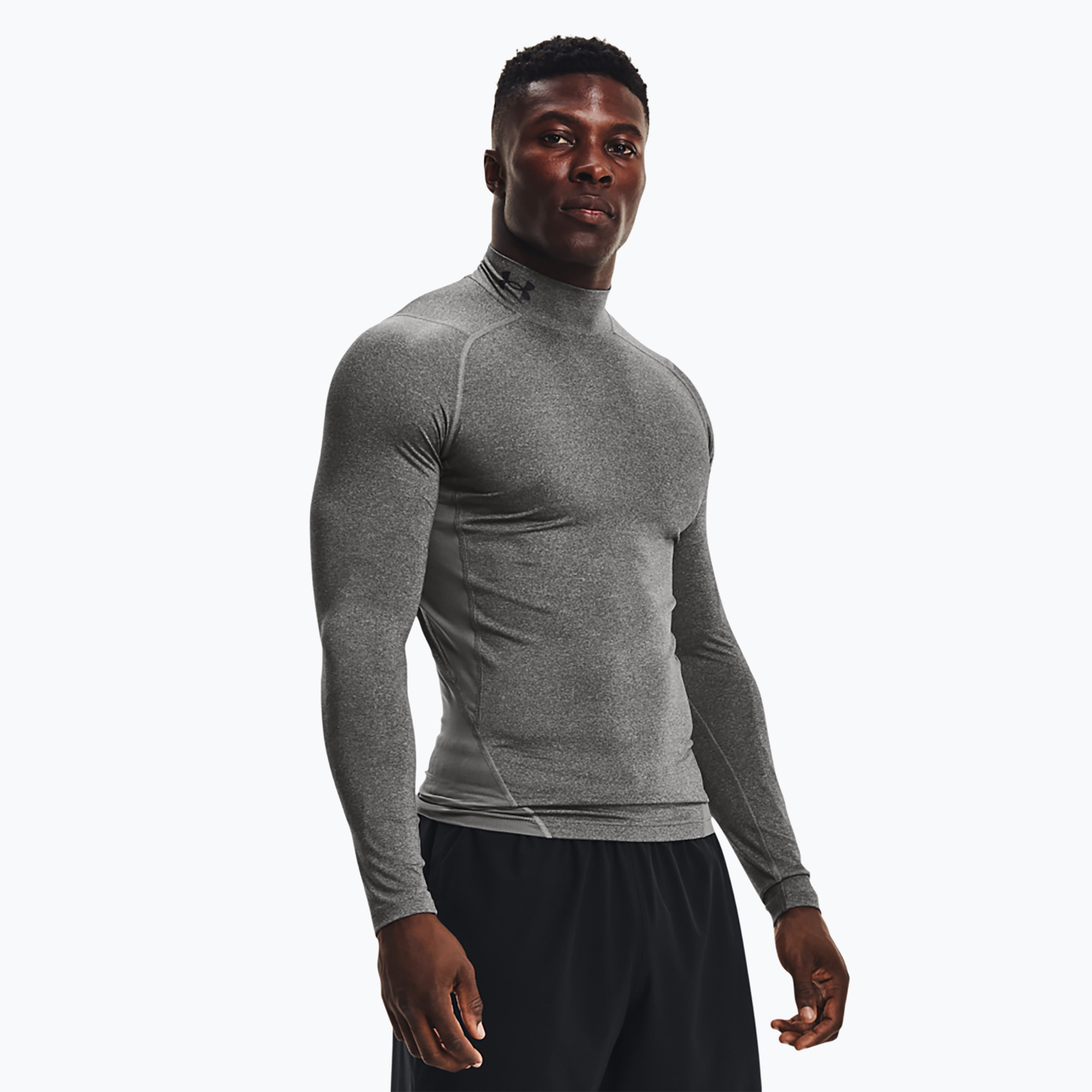 Longsleeve treningowy męski Under Armour HG Armour Comp Mock carbon heather/black | WYSYŁKA W 24H | 30 DNI NA ZWROT