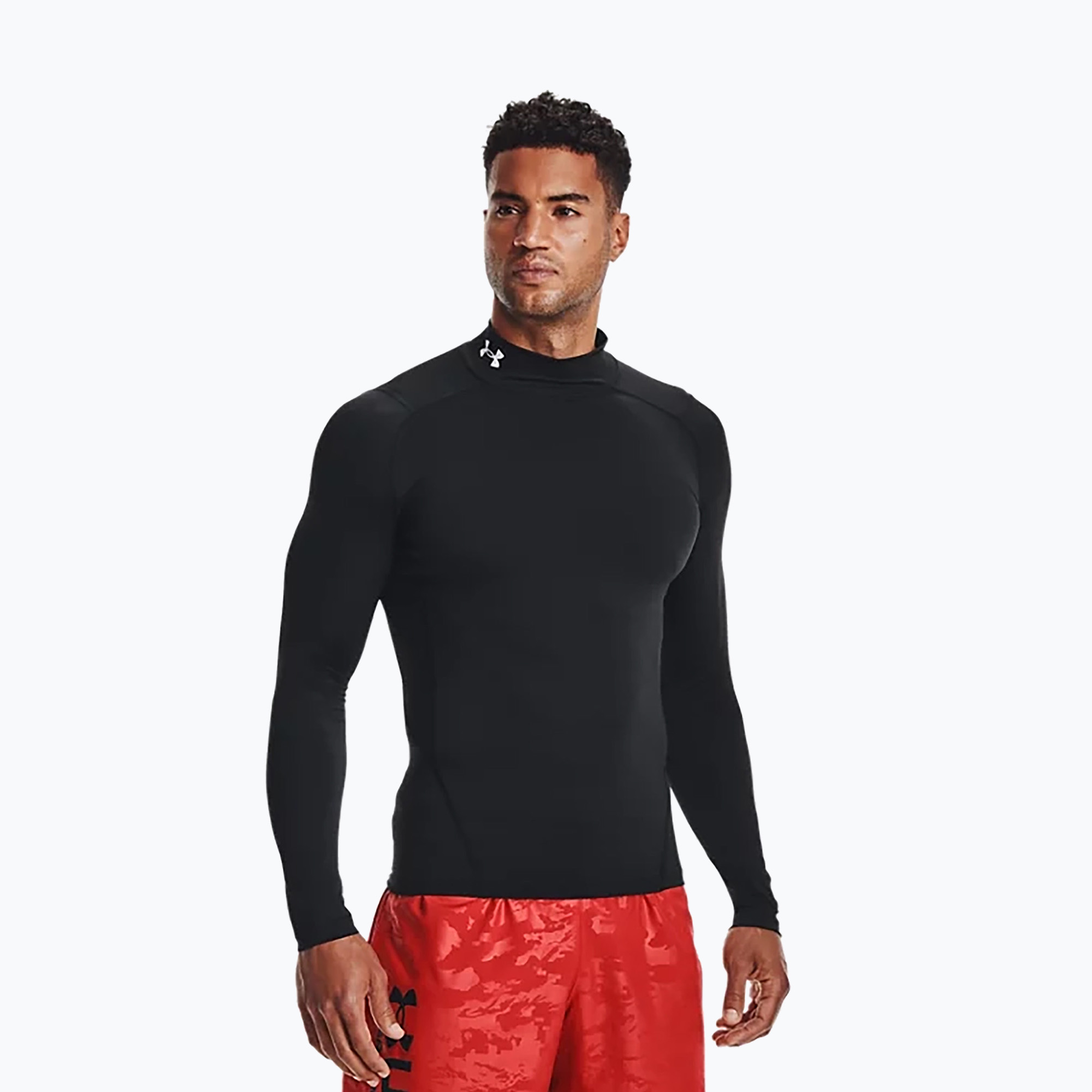 Longsleeve treningowy męski Under Armour HG Armour Comp Mock black/white | WYSYŁKA W 24H | 30 DNI NA ZWROT