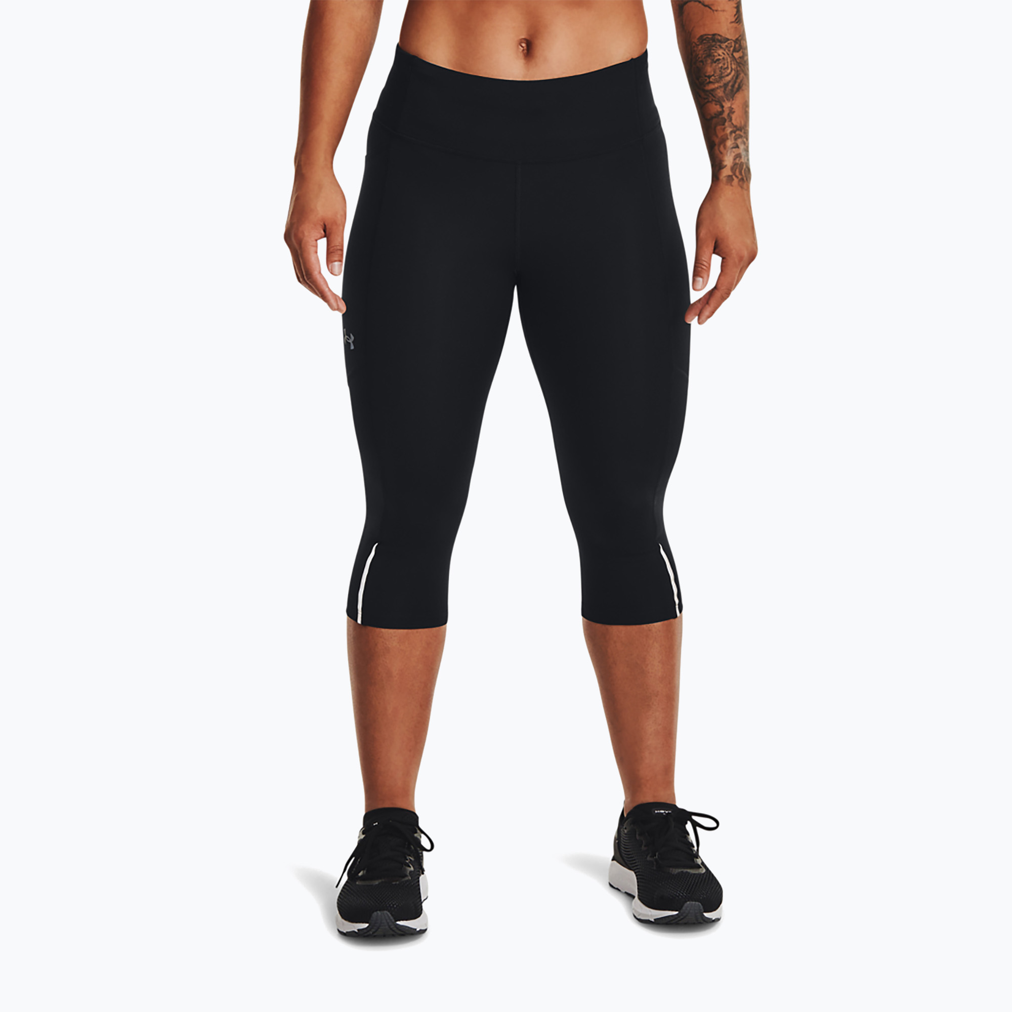 Legginsy do biegania damskie Under Armour Launch Capris black/black/reflective | WYSYŁKA W 24H | 30 DNI NA ZWROT