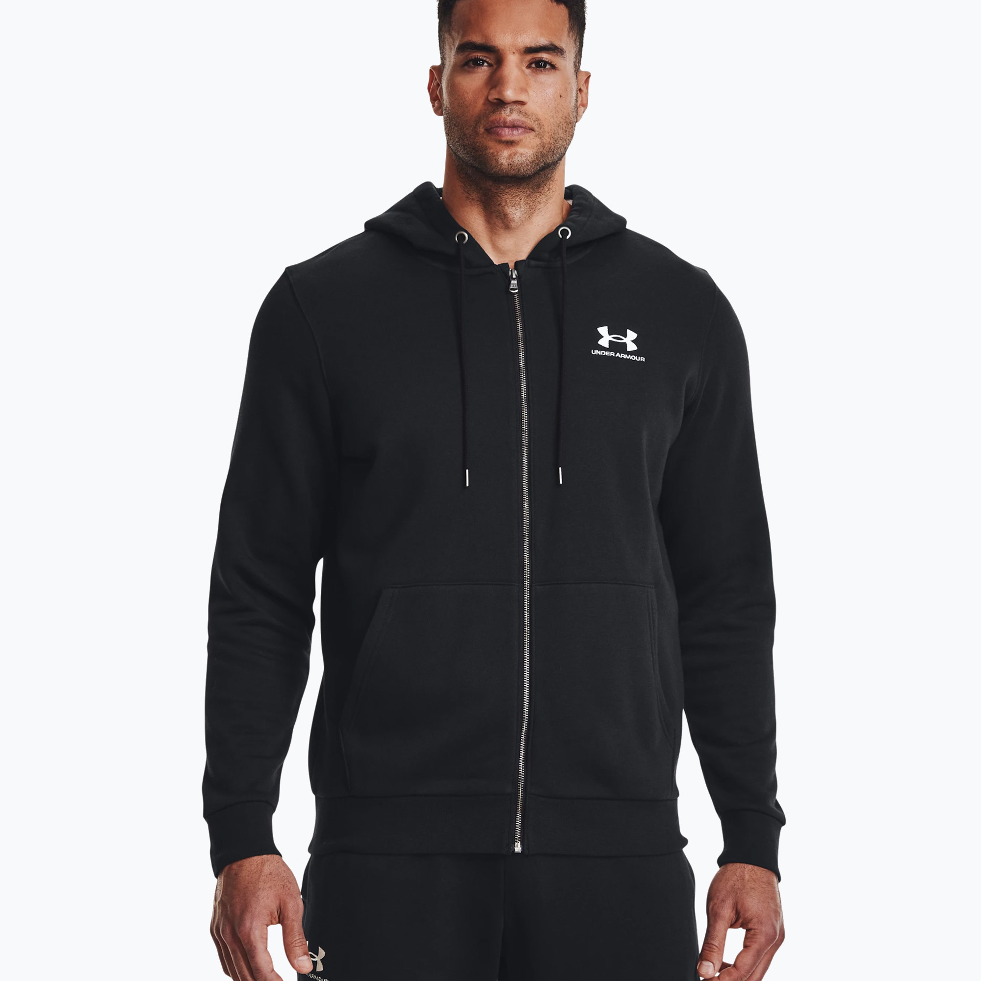 Bluza męska Under Armour Essential Fleece FZ Hood black/white | WYSYŁKA W 24H | 30 DNI NA ZWROT