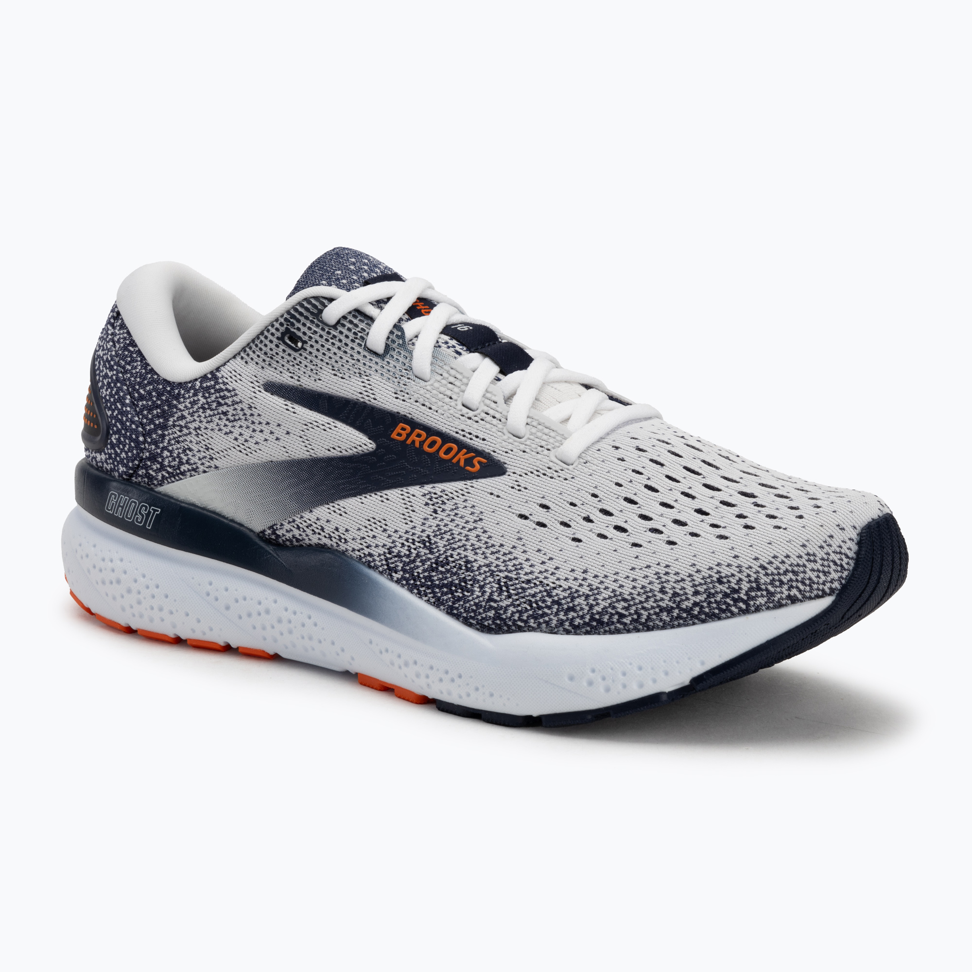 Buty do biegania męskie Brooks Ghost 16 white/peacoat/orange 