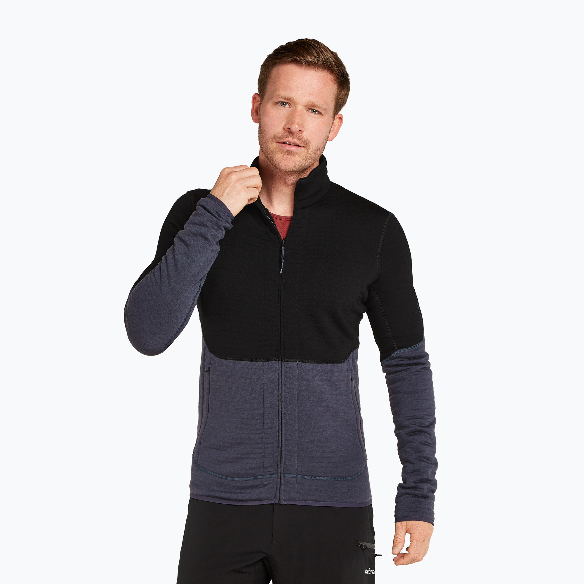 Bluza męska icebreaker Merino 400 RealFleece Descender LS Zip black/ graphite/ cb | WYSYŁKA W 24H | 30 DNI NA ZWROT