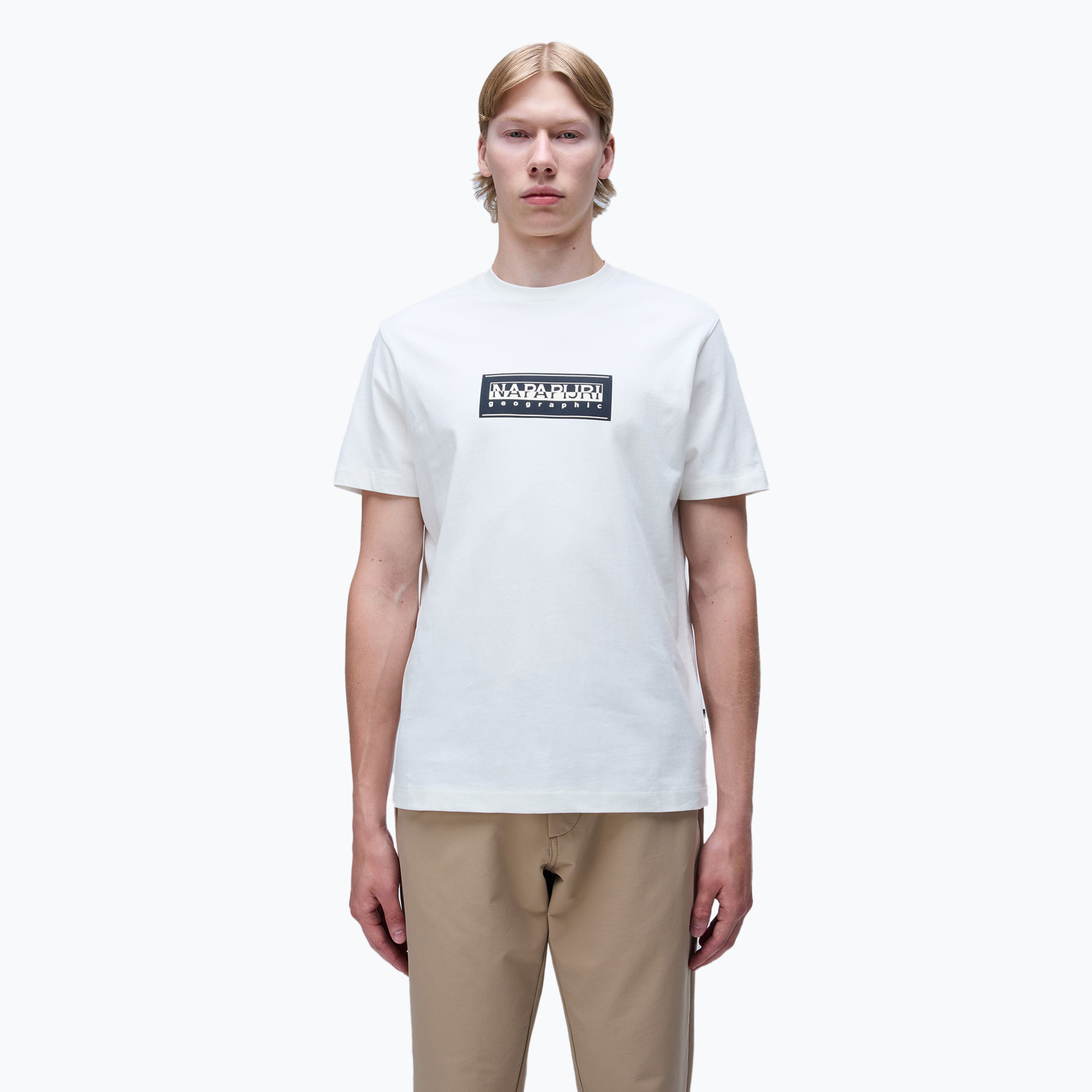 Koszulka męska Napapijri S-Box Logo white heron | WYSYŁKA W 24H | 30 DNI NA ZWROT