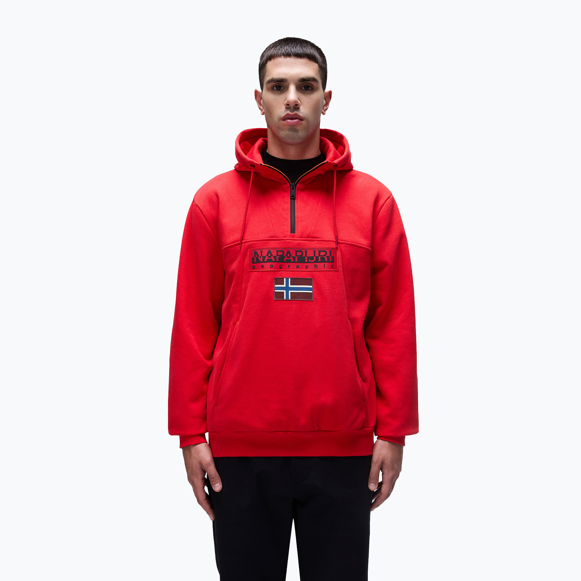 Bluza męska Napapijri Burgee Half Zip Hooded 2.0 red goji | WYSYŁKA W 24H | 30 DNI NA ZWROT