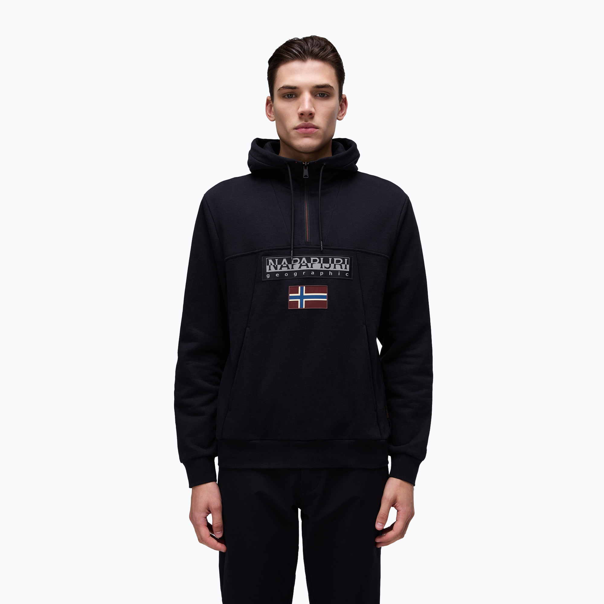 Bluza męska Napapijri Burgee Half Zip Hooded 2.0 black 041 | WYSYŁKA W 24H | 30 DNI NA ZWROT