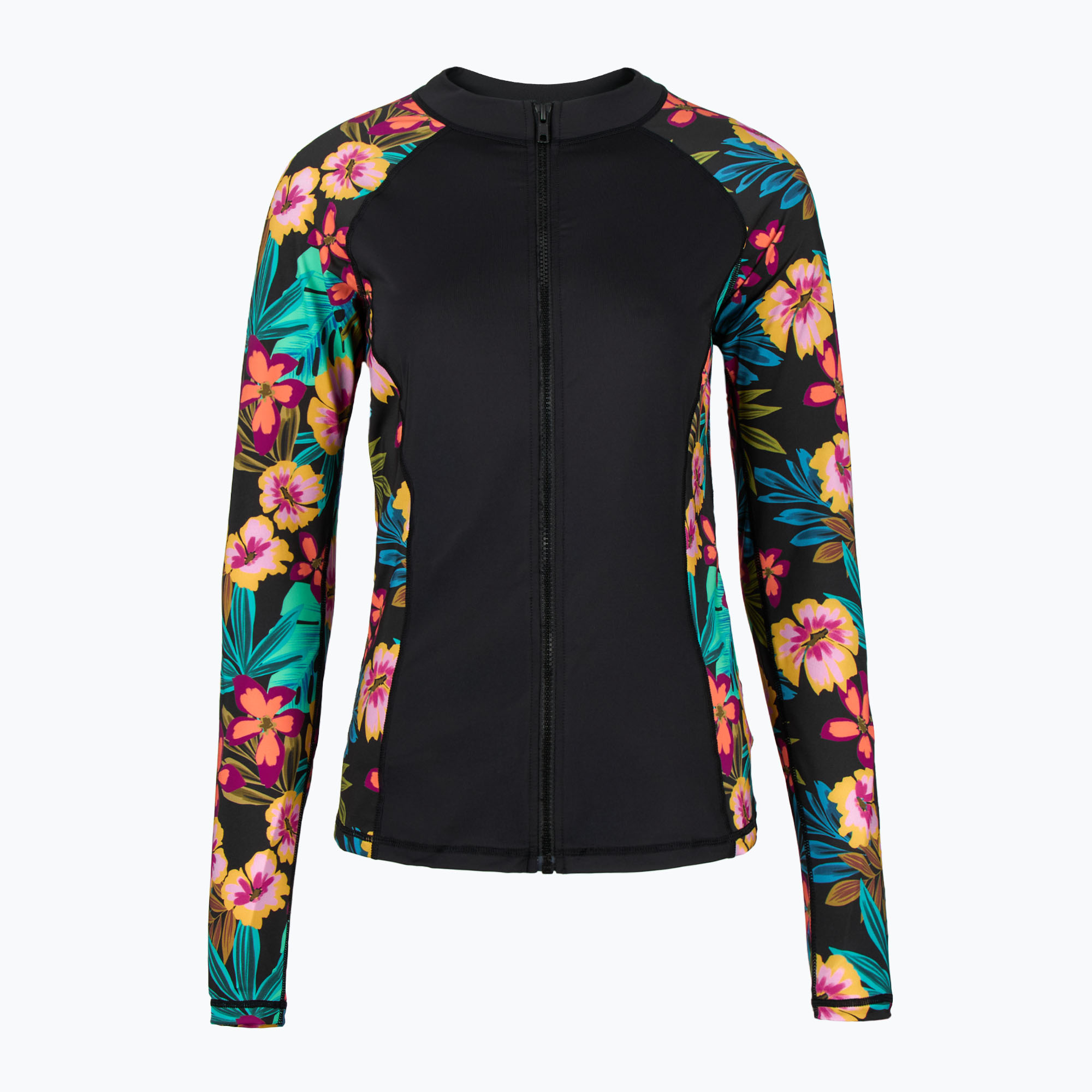 Longsleeve do pływania damski Hurley Fiji Fantasy Zip Front Rashguard black 