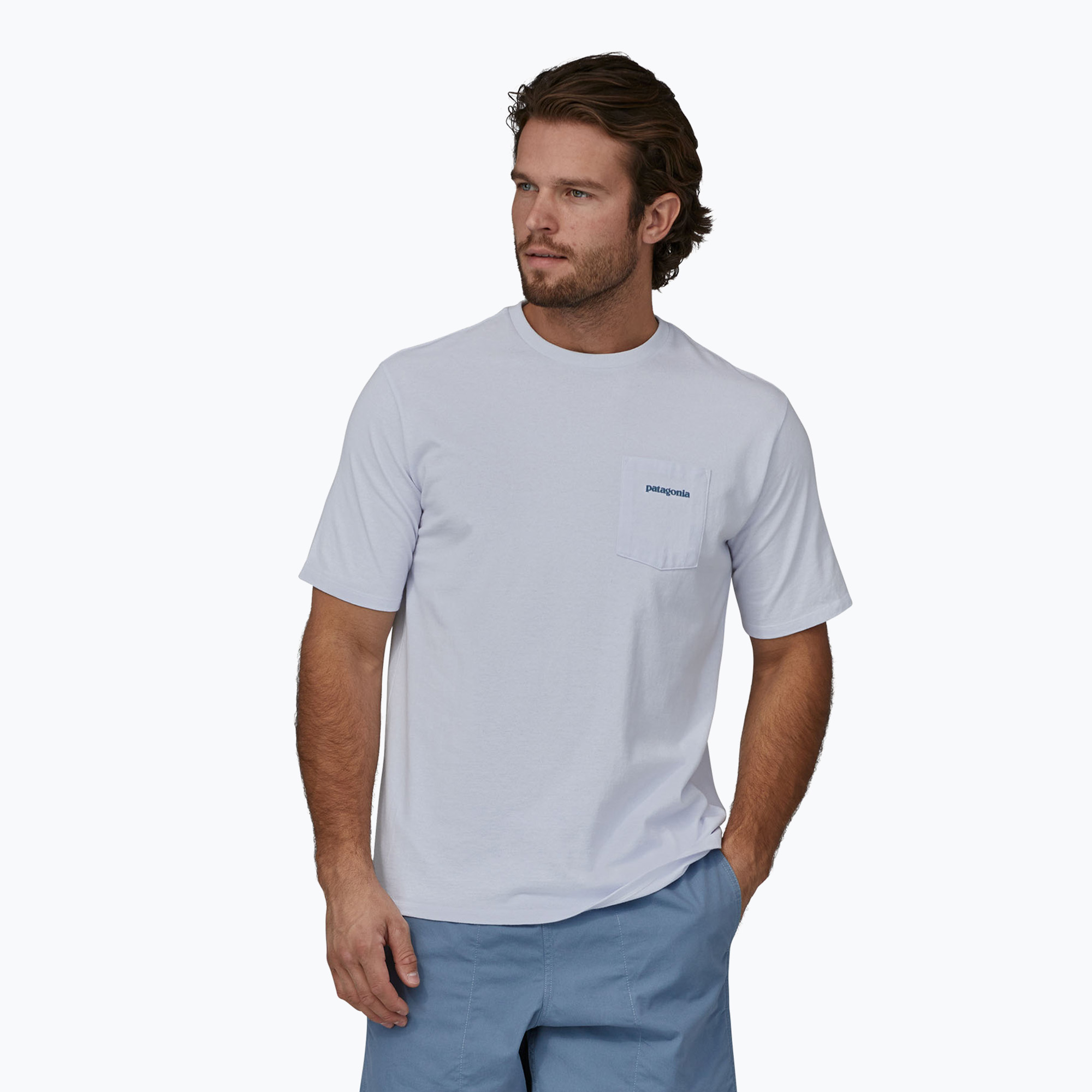 Koszulka męska Patagonia Boardshort Logo Pocket Responsibili white 