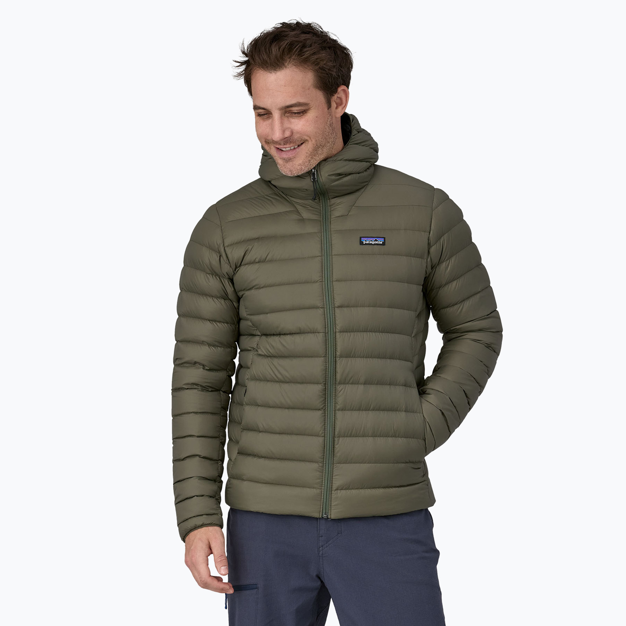 Kurtka puchowa męska Patagonia Down Sweater Hoody basin green | WYSYŁKA W 24H | 30 DNI NA ZWROT