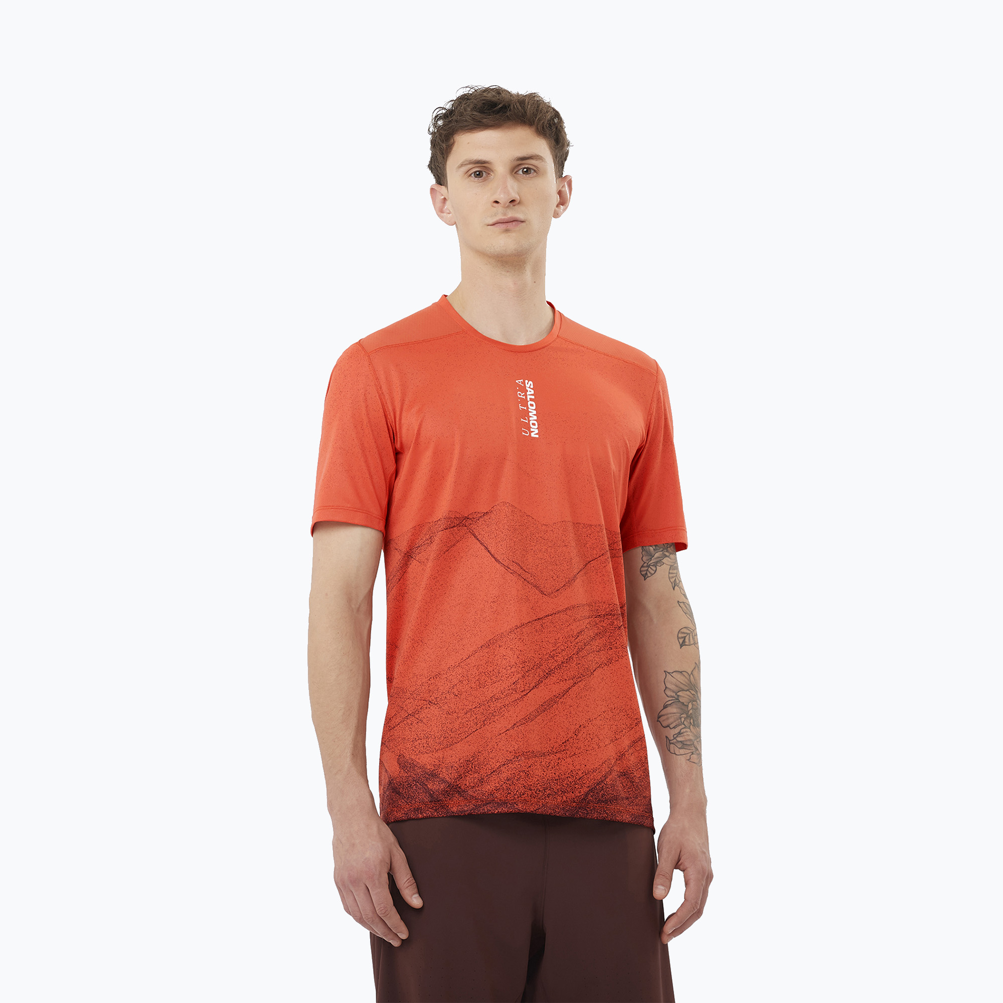 Koszulka do biegania męska Salomon S/Lab Ultra Tee Aop burnt sienna 