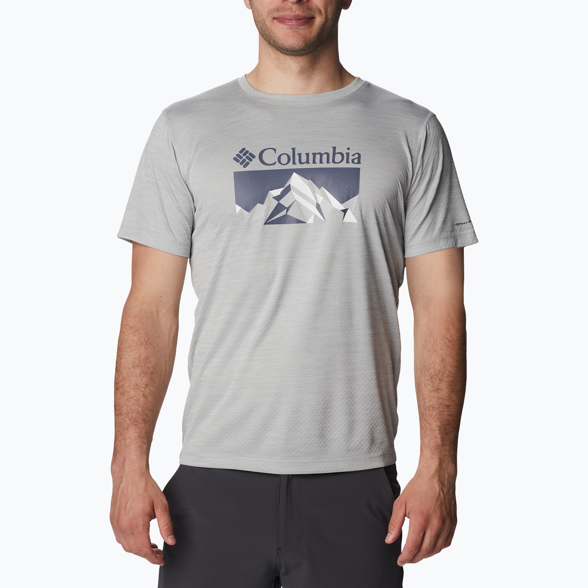 Koszulka trekkingowa męska Columbia Zero Rules Grph columbia grey hthr/fractal peaks grx | WYSYŁKA W 24H | 30 DNI NA ZWROT