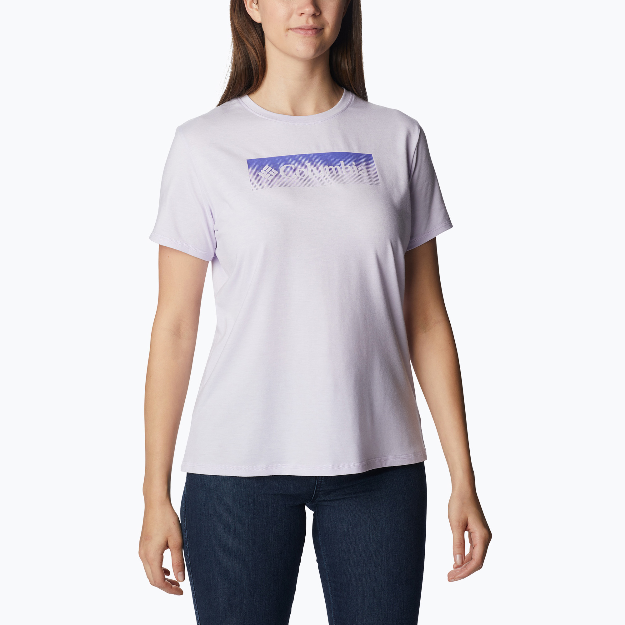 Koszulka trekkingowa damska Columbia Sun Trek Graphic purple tint hthr/framed halftone grx | WYSYŁKA W 24H | 30 DNI NA ZWROT
