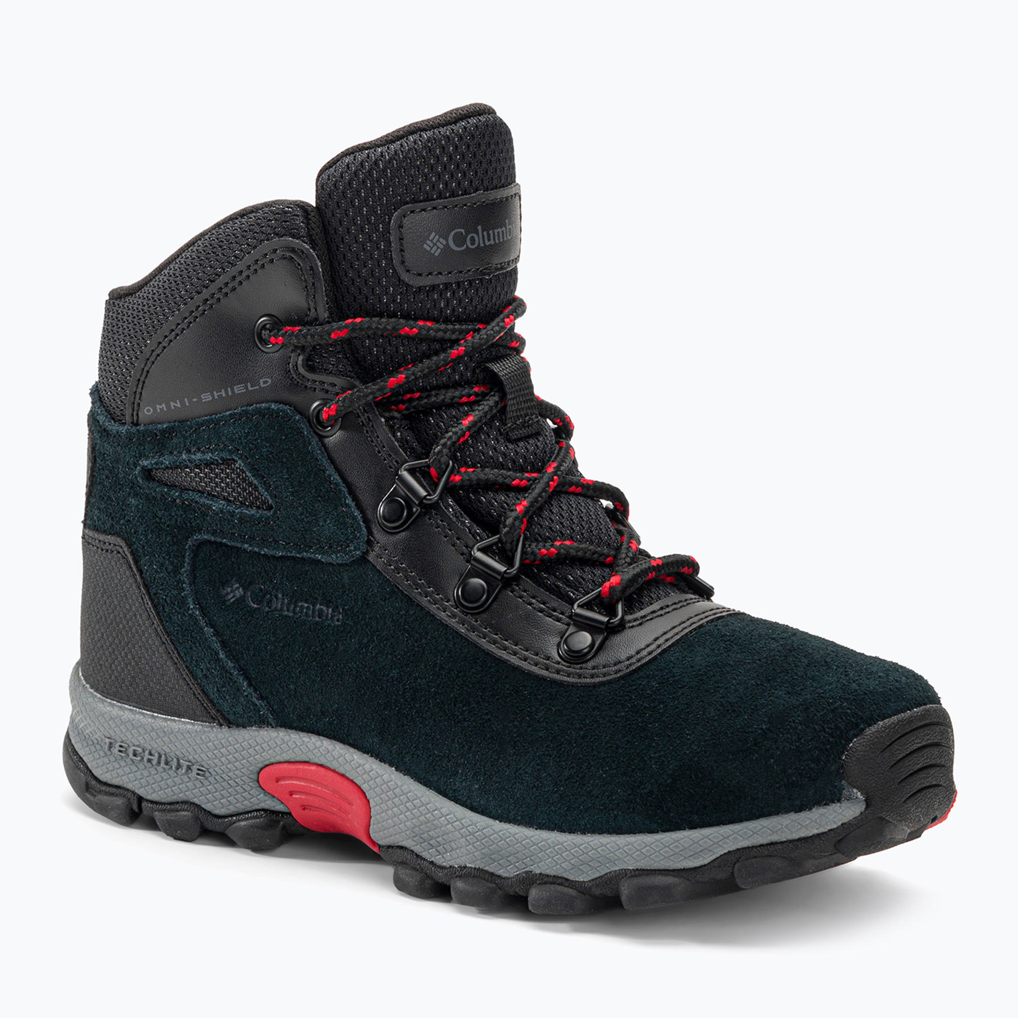 Zdjęcia - Buty trekkingowe Columbia Buty turystyczne dziecięce  Newton Ridge Amped black/mountain red 