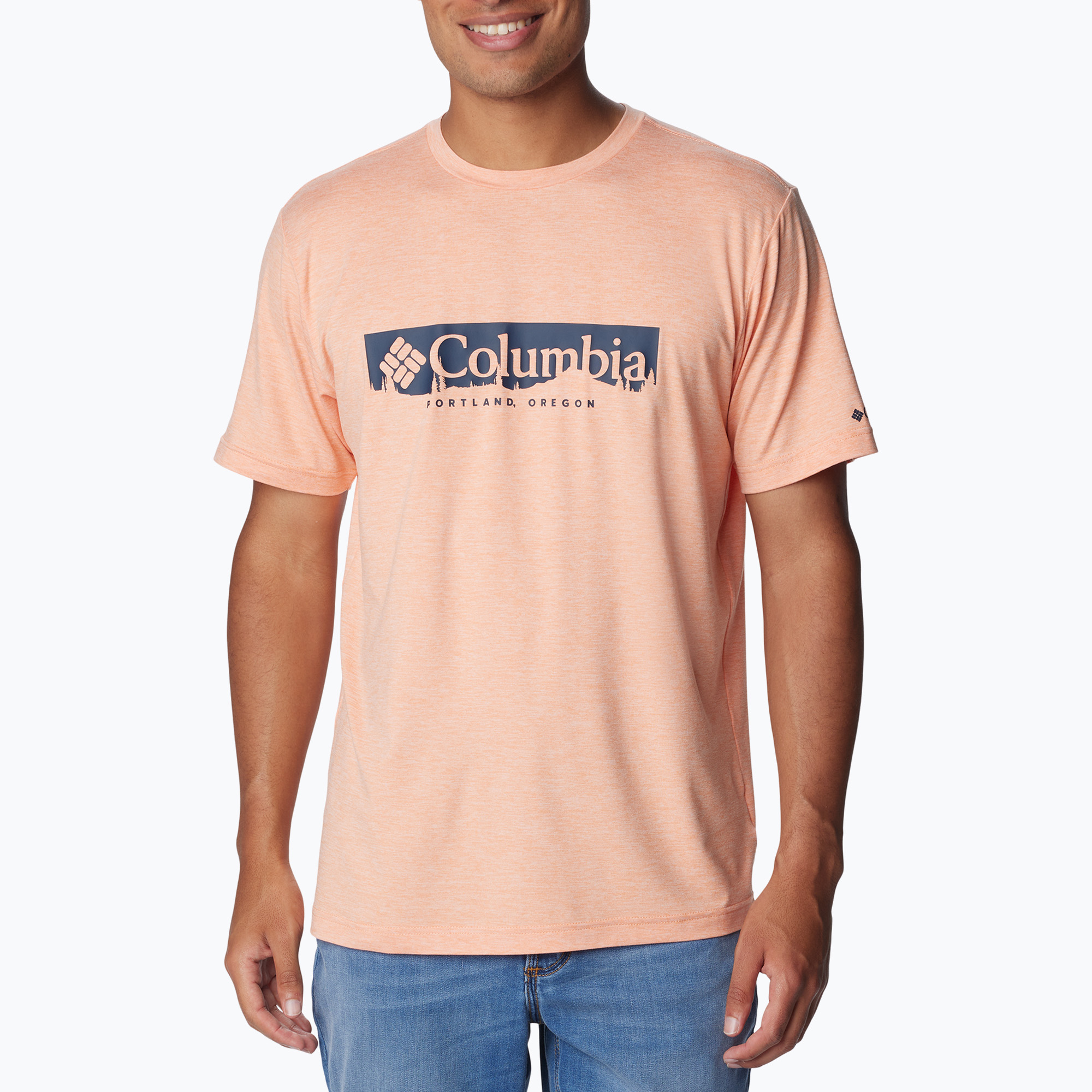 Koszulka trekkingowa męska Columbia Kwick Hike Graphic SS apricot fizz/csc box treeline | WYSYŁKA W 24H | 30 DNI NA ZWROT