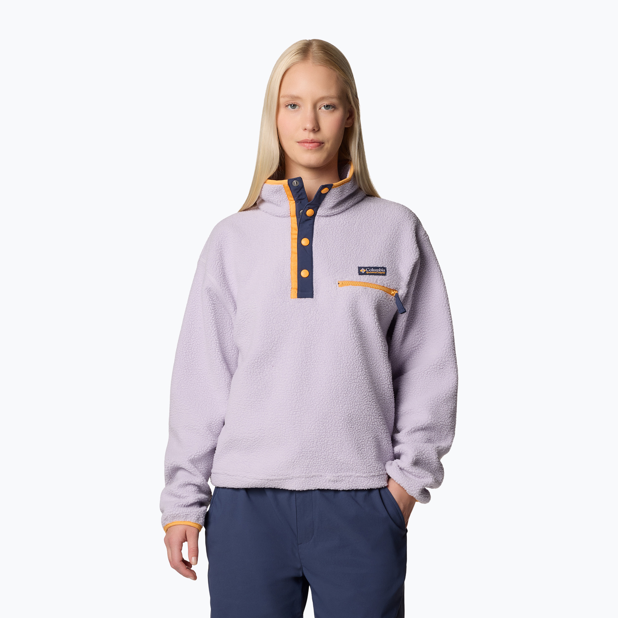 Bluza polarowa damska Columbia Helvetia II Cropped Half Snap Fleece lavender pearl | WYSYŁKA W 24H | 30 DNI NA ZWROT