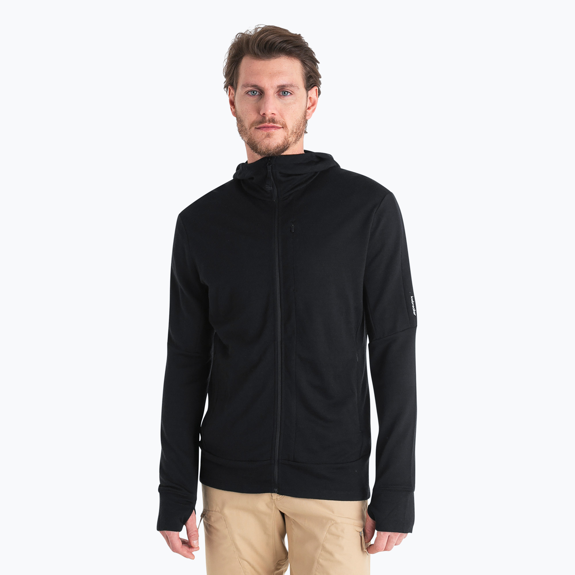 Bluza trekkingowa męska icebreaker Merino 260 Quantum IV Zip Hoodie black | WYSYŁKA W 24H | 30 DNI NA ZWROT