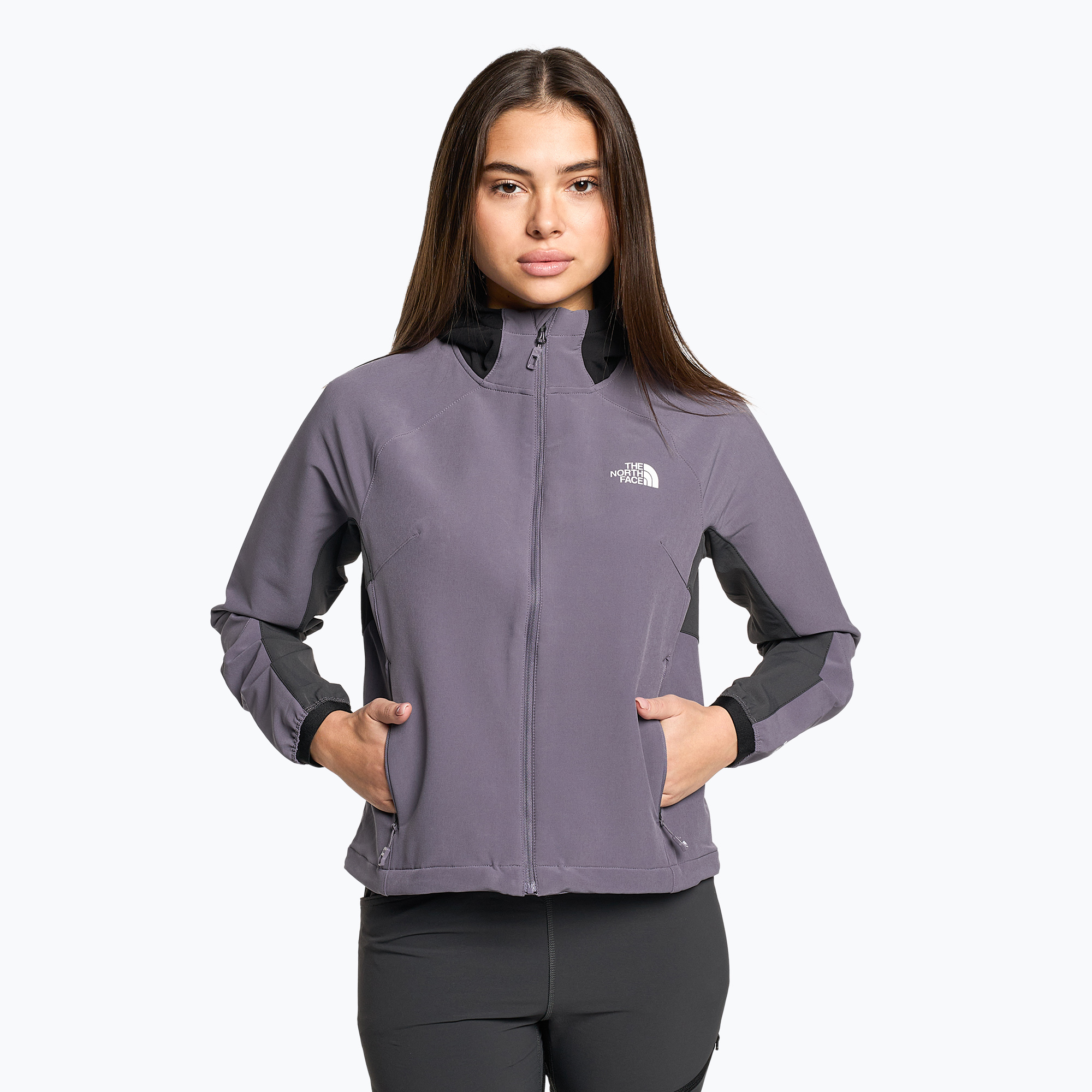 Kurtka softshell damska The North Face AO Softshell Hoodie lunar slate/aspgalt grey/black | WYSYŁKA W 24H | 30 DNI NA ZWROT