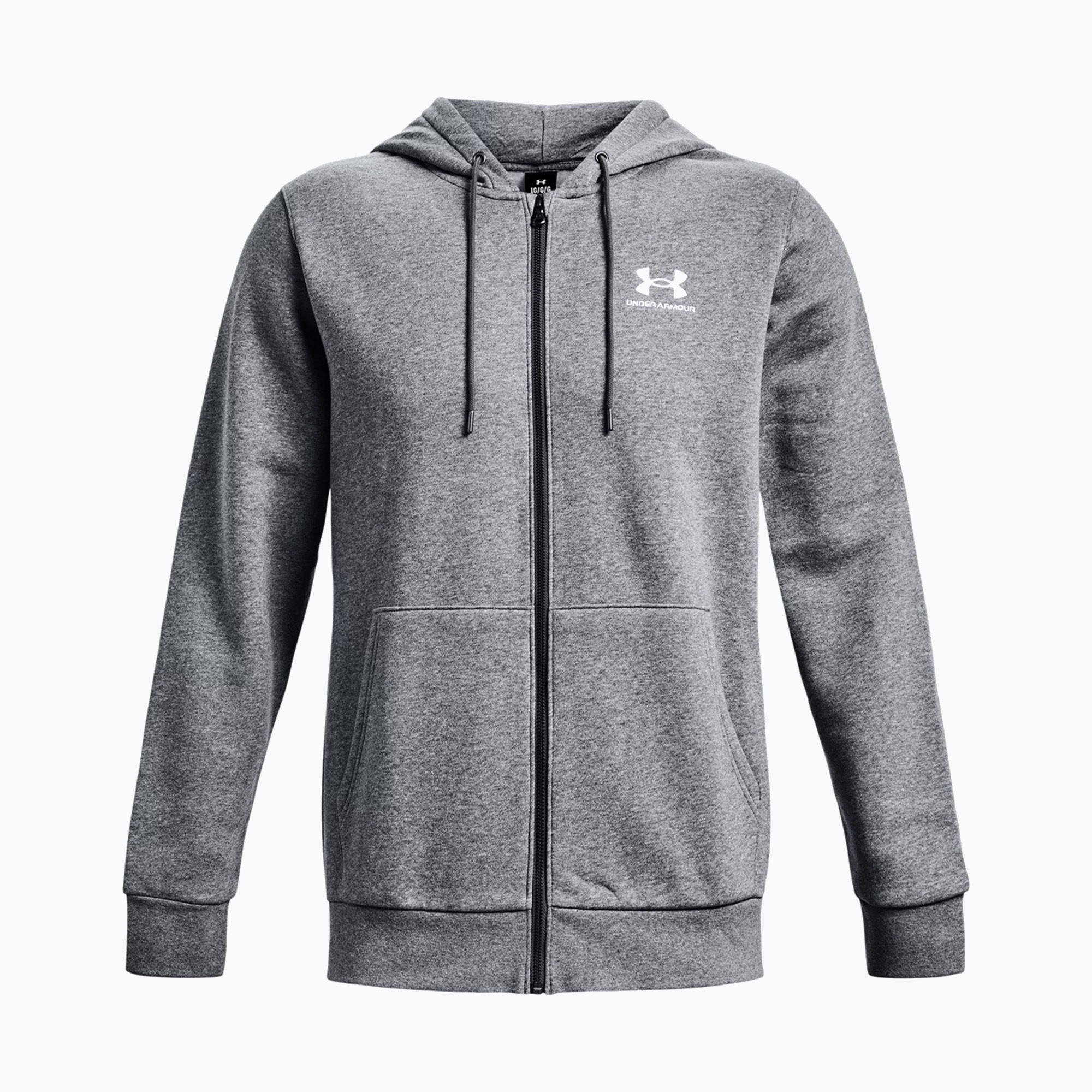 Bluza męska Under Armour Essential Fleece FZ Hood pitch gray medium heather/white | WYSYŁKA W 24H | 30 DNI NA ZWROT