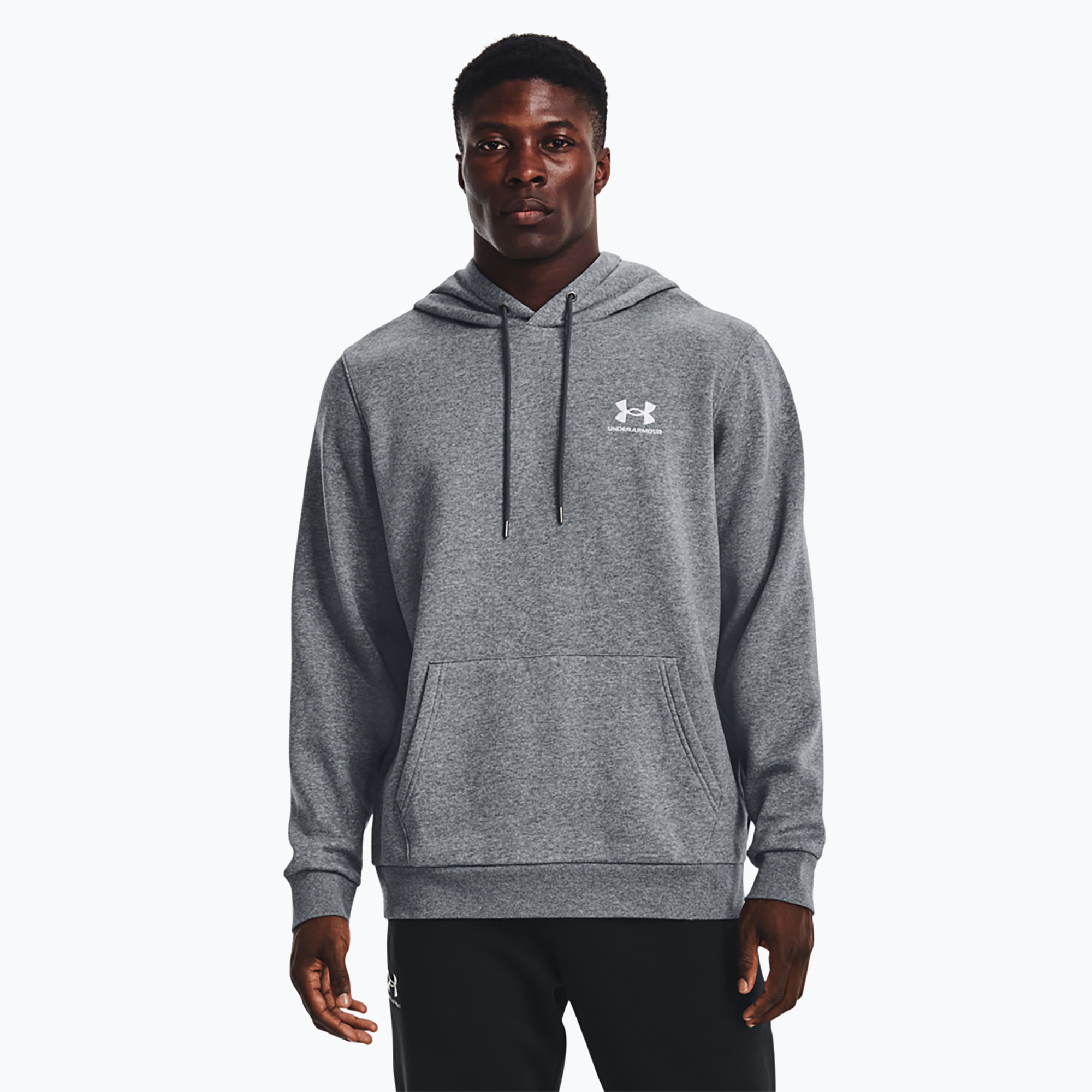 Bluza męska Under Armour Essential Fleece Hoodie pitch gray medium heather/white | WYSYŁKA W 24H | 30 DNI NA ZWROT