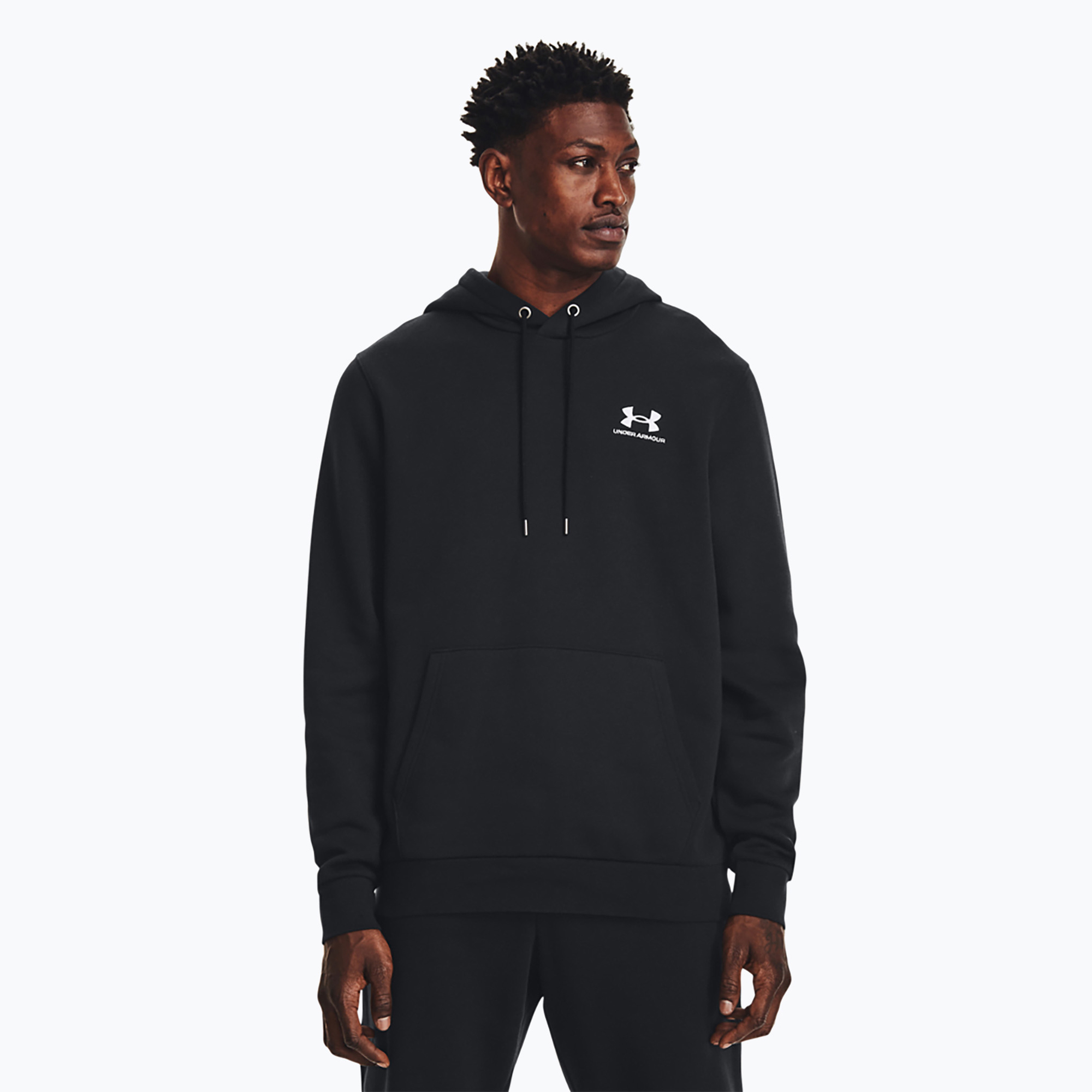 Bluza męska Under Armour Essential Fleece Hoodie black/white | WYSYŁKA W 24H | 30 DNI NA ZWROT