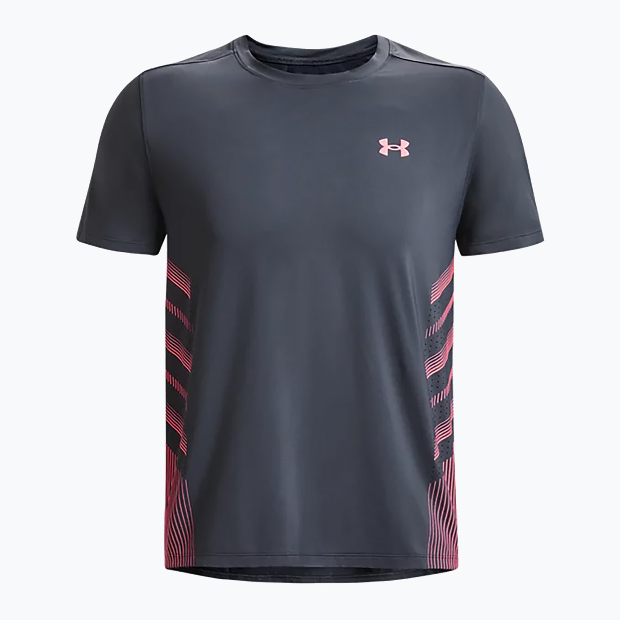 Koszulka do biegania męska Under Armour Iso-Chill Laser Heat downpour gray/pink shock/reflective | WYSYŁKA W 24H | 30 DNI NA ZWROT