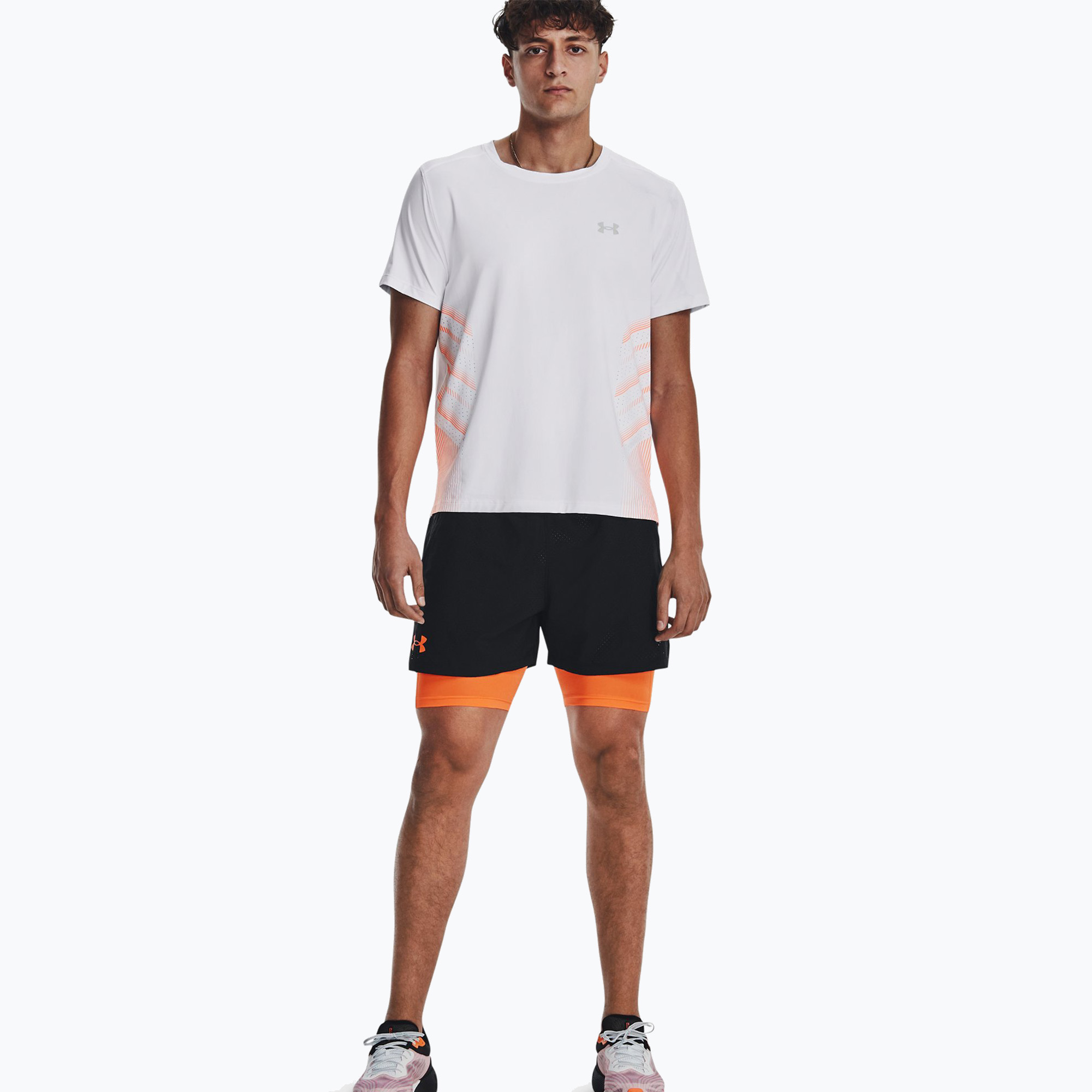 Koszulka do biegania męska Under Armour UA Launch Elite Graphic white/orange blast/reflective | WYSYŁKA W 24H | 30 DNI NA ZWROT