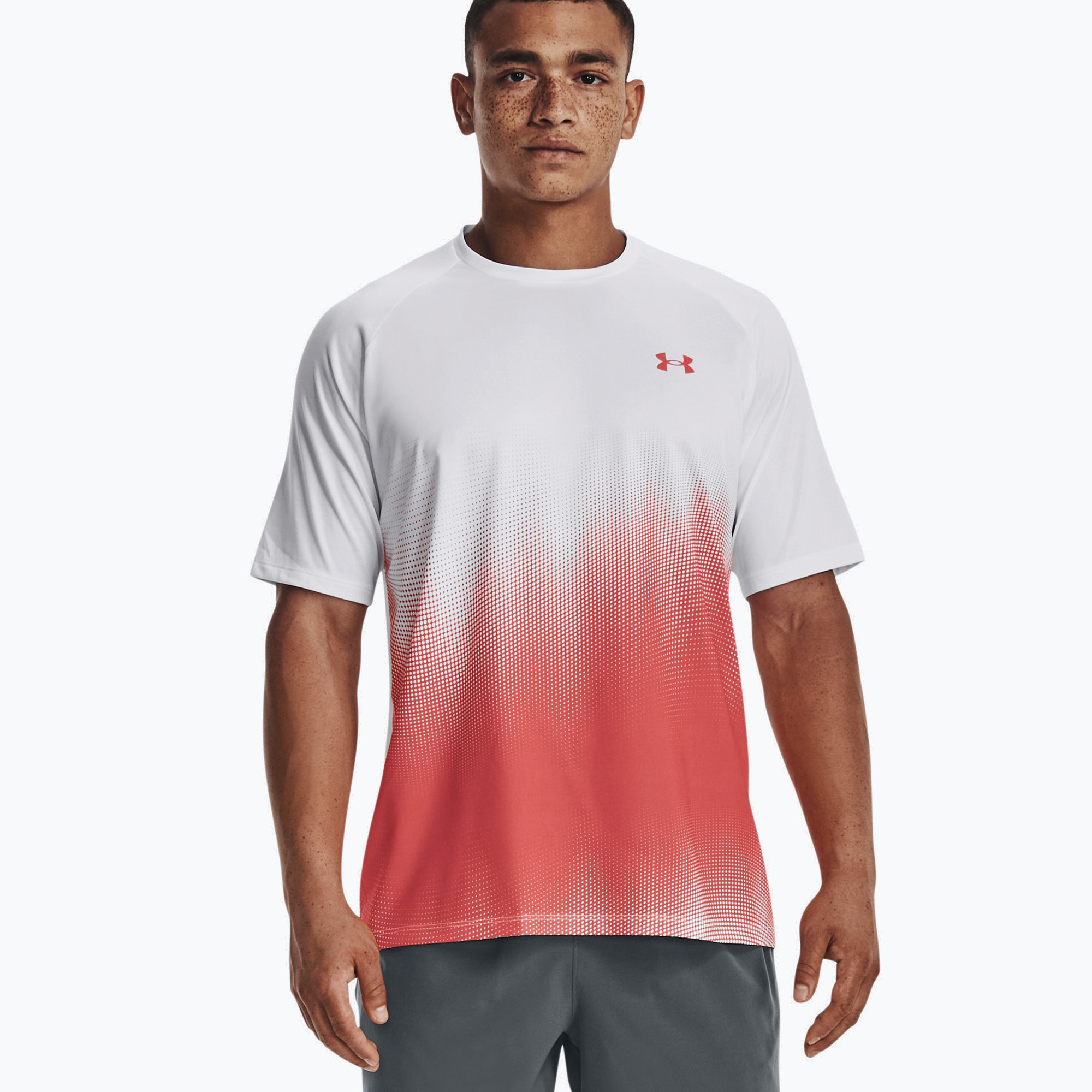 Koszulka treningowa męska Under Armour Tech Fade white/vermillion | WYSYŁKA W 24H | 30 DNI NA ZWROT