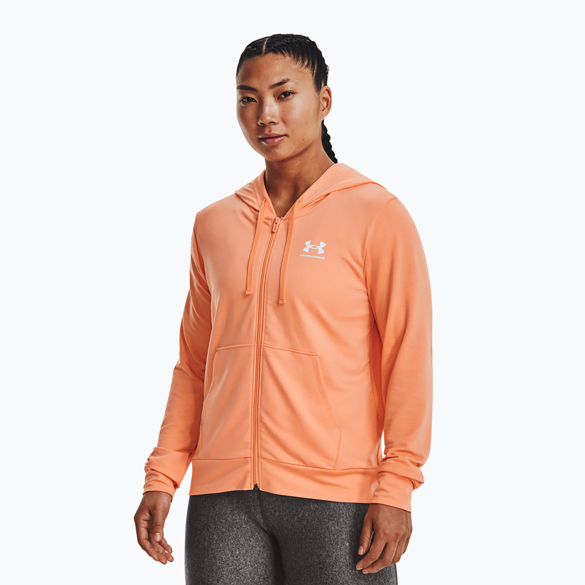 Bluza damska Under Armour Rival Terry FZ Hoodie mellow orange/white | WYSYŁKA W 24H | 30 DNI NA ZWROT