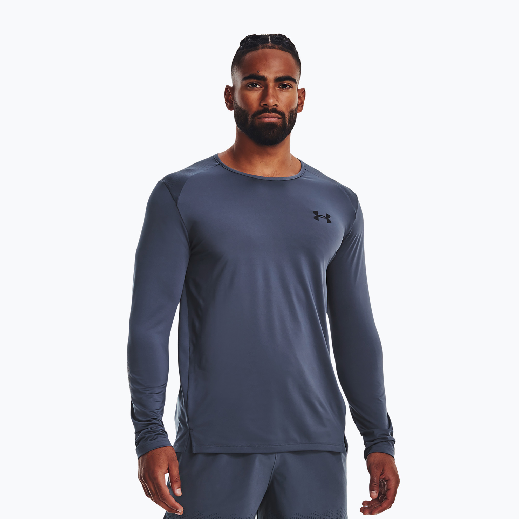 Longsleeve treningowy męski Under Armour Armourprint downpour gray/black | WYSYŁKA W 24H | 30 DNI NA ZWROT