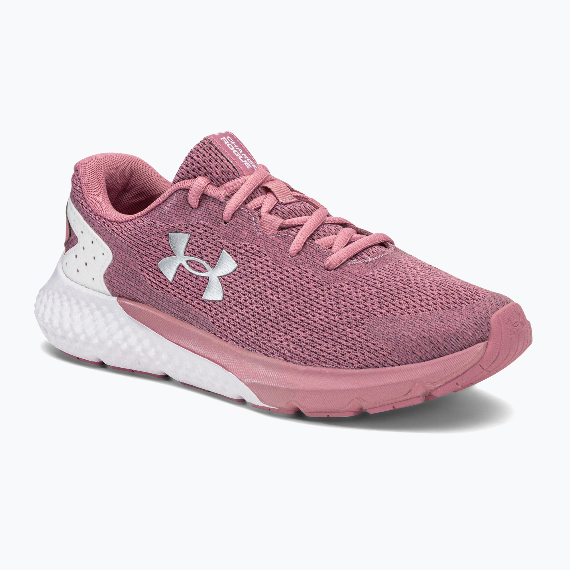 Buty do biegania damskie Under Armour W Charged Rogue 3 Knit pink elixir/white/metallic silver | WYSYŁKA W 24H | 30 DNI NA ZWROT