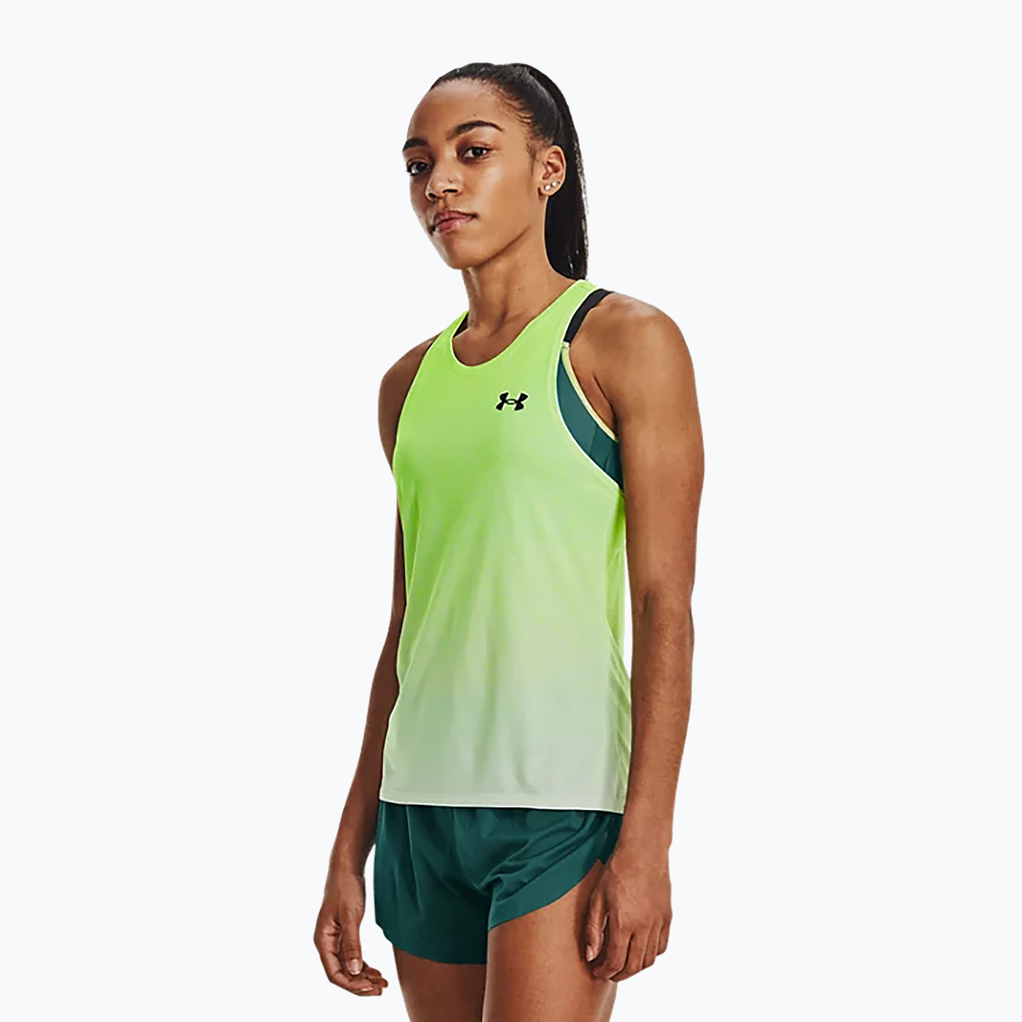 Tank top do biegania damski Under Armour Rush Cicada Singlet lime surge/halo gray/black | WYSYŁKA W 24H | 30 DNI NA ZWROT