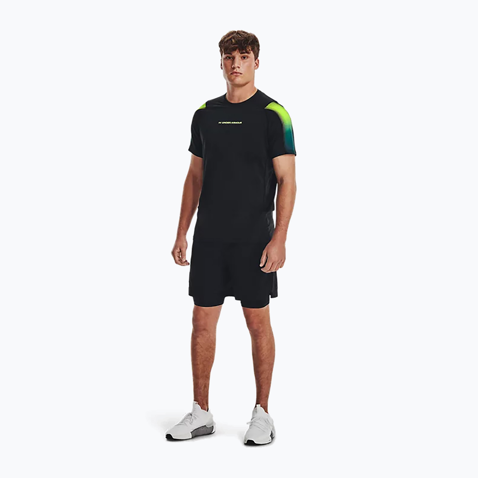 Koszulka treningowa męska Under Armour HG Armour Nov Fitted SS black/lime surge/lime surge | WYSYŁKA W 24H | 30 DNI NA ZWROT