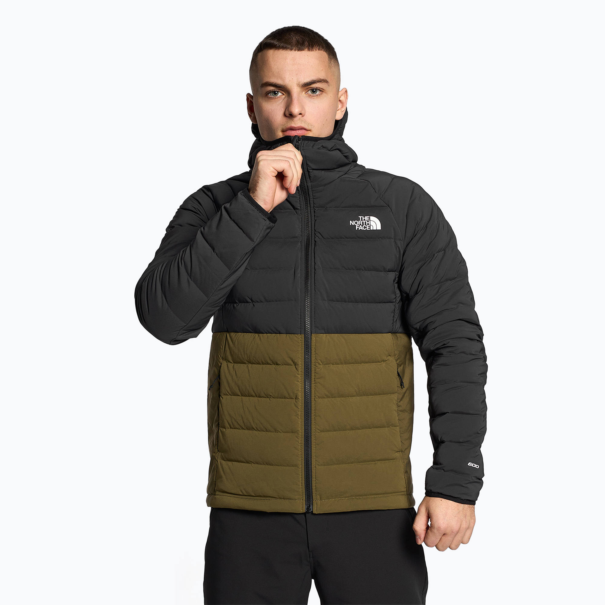 Kurtka męska The North Face Belleview Stretch Down Hoodie black/military olive | WYSYŁKA W 24H | 30 DNI NA ZWROT