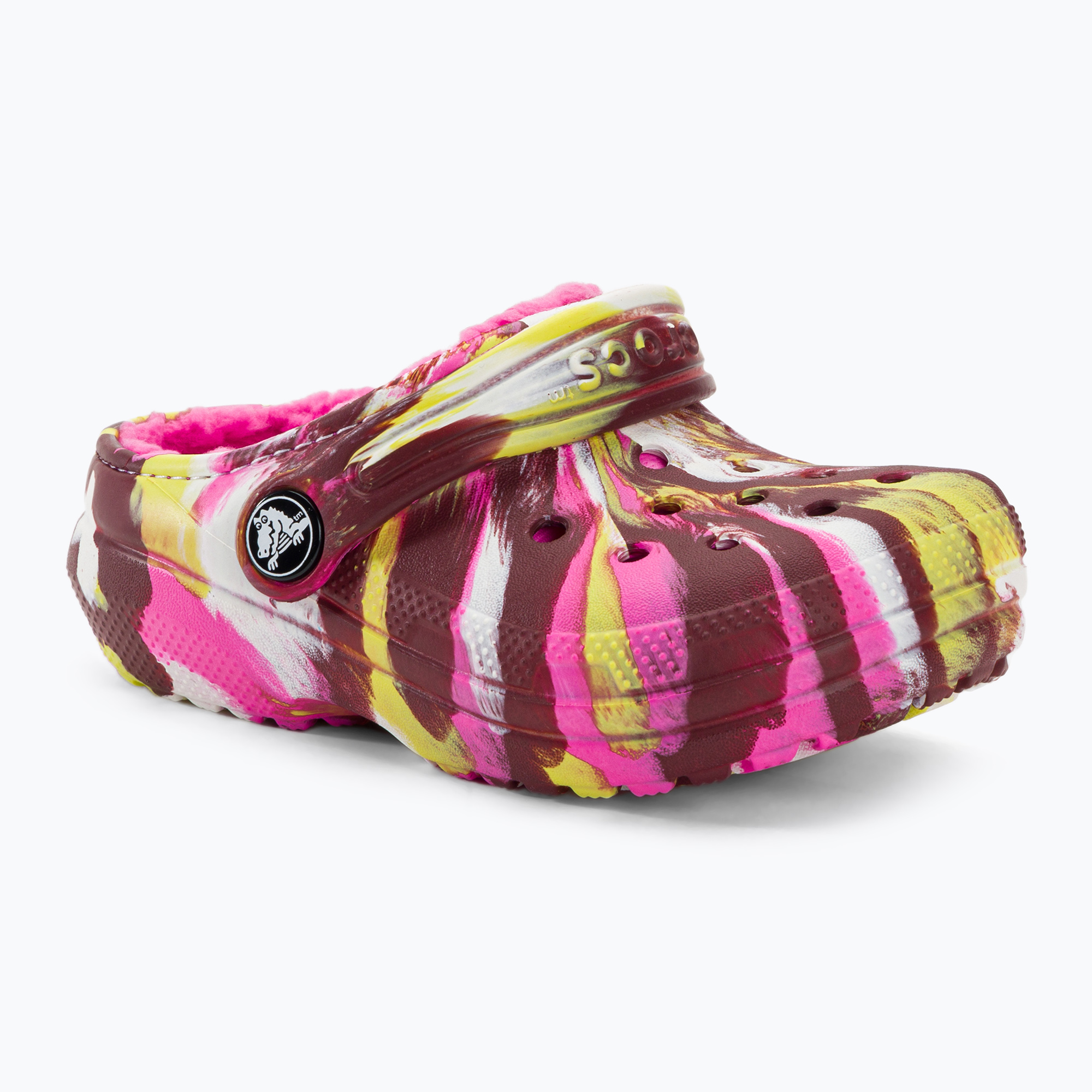 Klapki dziecięce Crocs Classic Lined Marbled Clog electric pink/multi 207778 | WYSYŁKA W 24H | 30 DNI NA ZWROT