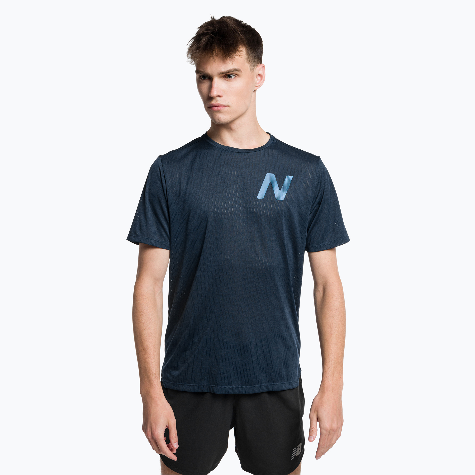 Koszulka do biegania męska New Balance Printed Impact Run navy/multi | WYSYŁKA W 24H | 30 DNI NA ZWROT