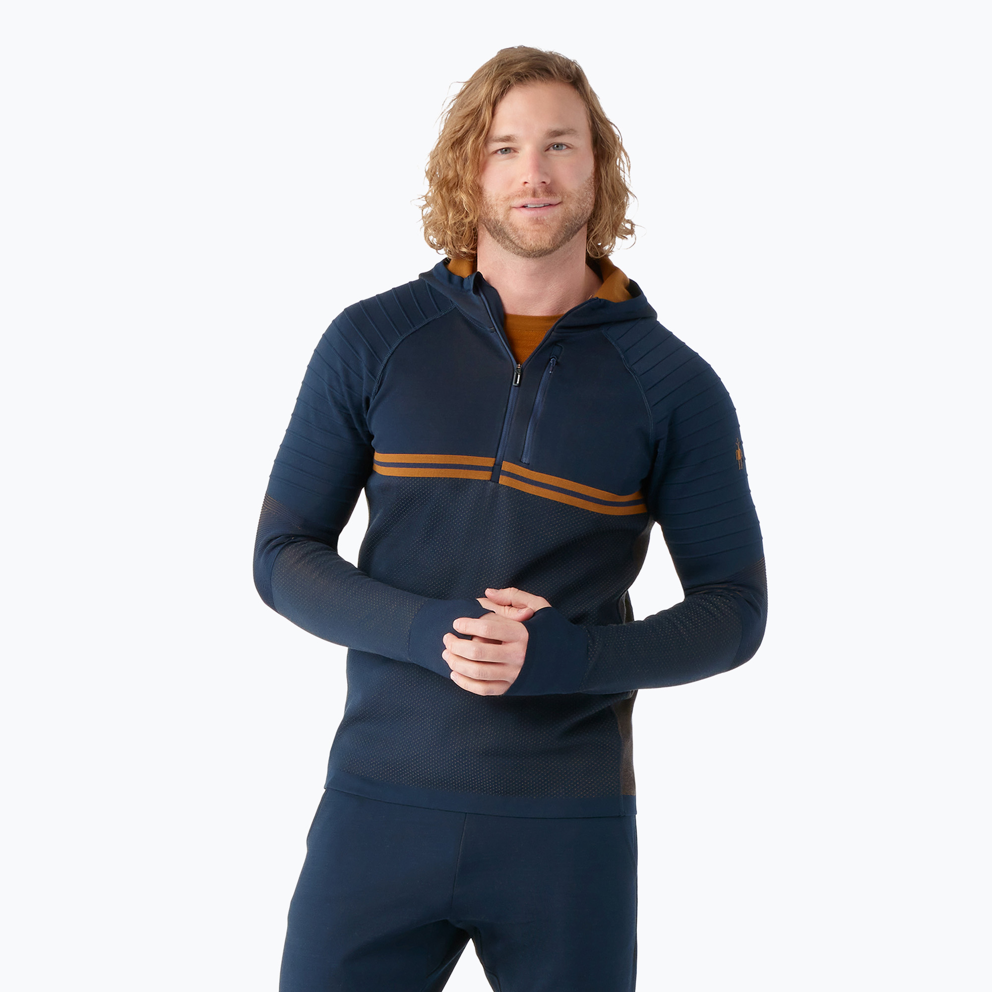 Bluza męska Smartwool Intraknit Merino Tech 1/2 Zip Hoodie deep navy fox brown | WYSYŁKA W 24H | 30 DNI NA ZWROT