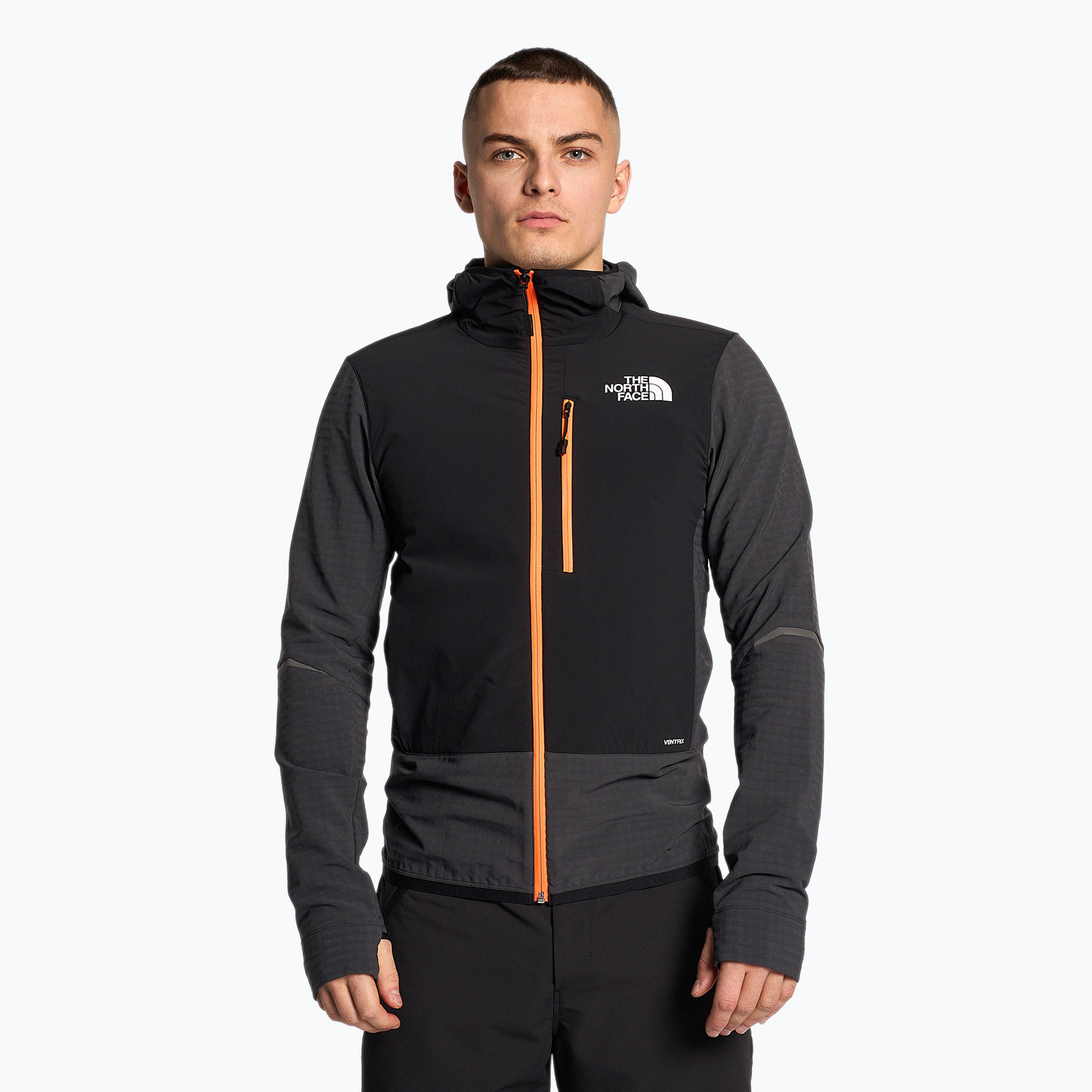 Kurtka hybrydowa męska The North Face Dawn Turn Hybrid Ventrix Midlayer asphalt grey/black/orange | WYSYŁKA W 24H | 30 DNI NA ZWROT